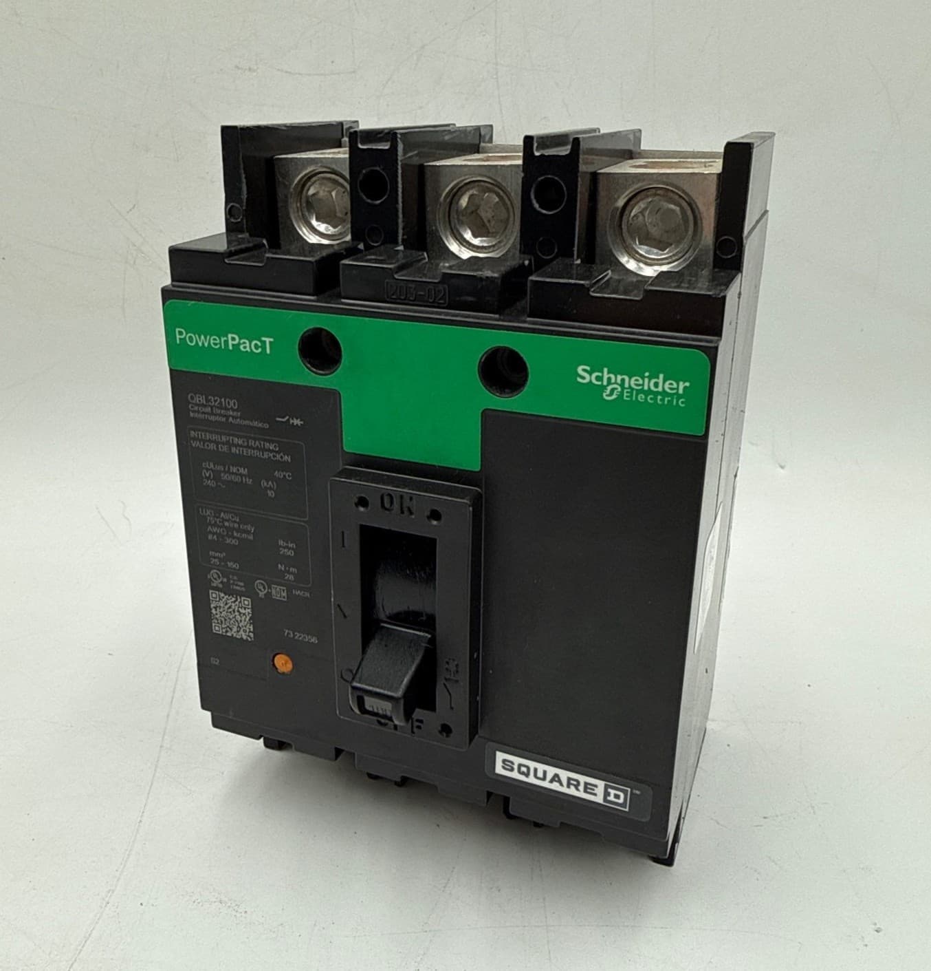 Square D QBL32100 Circuit Breaker 100A 3P 240V 3PH QBL 100 Amp 3 Pole Green