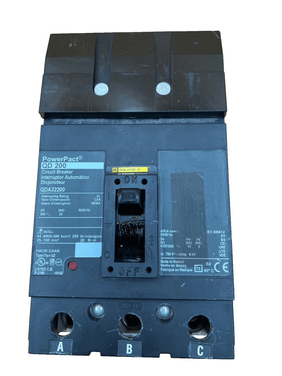 Square D QDA32200 Circuit Breaker 200A 240V 3P – image 1