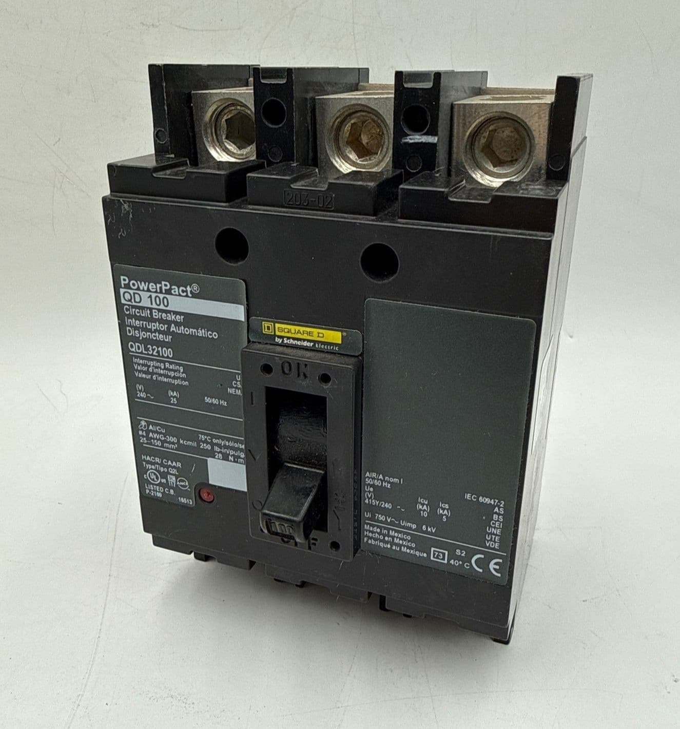 Square D QDL32100 Circuit Breaker 100A 3P 240V QDL PowerPact 100 Amp 3 Pole – image 1