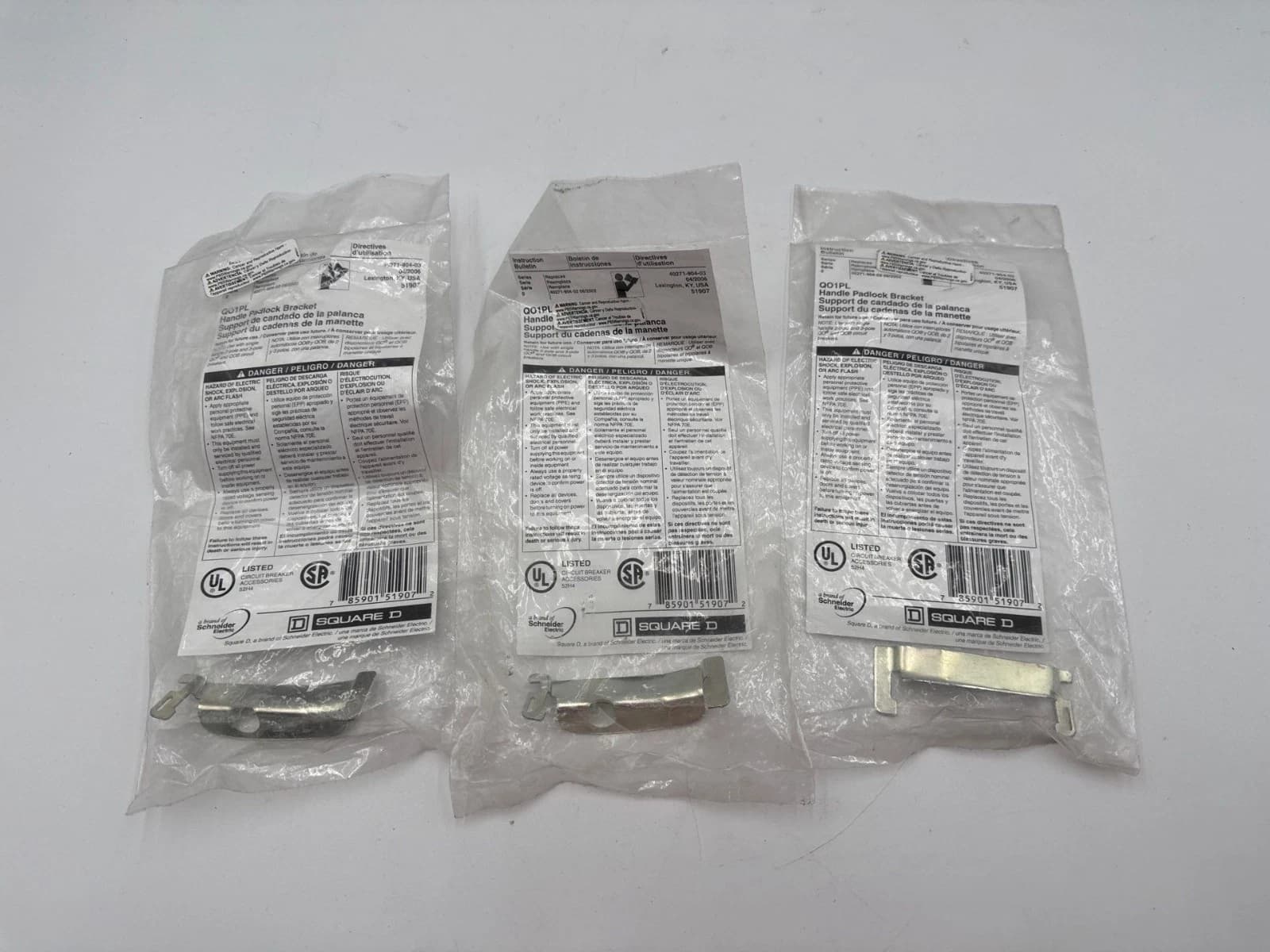 3PC Lot Square D QO1PL Handle Padlock Bracket QO Load Center Attachment 3 Piece