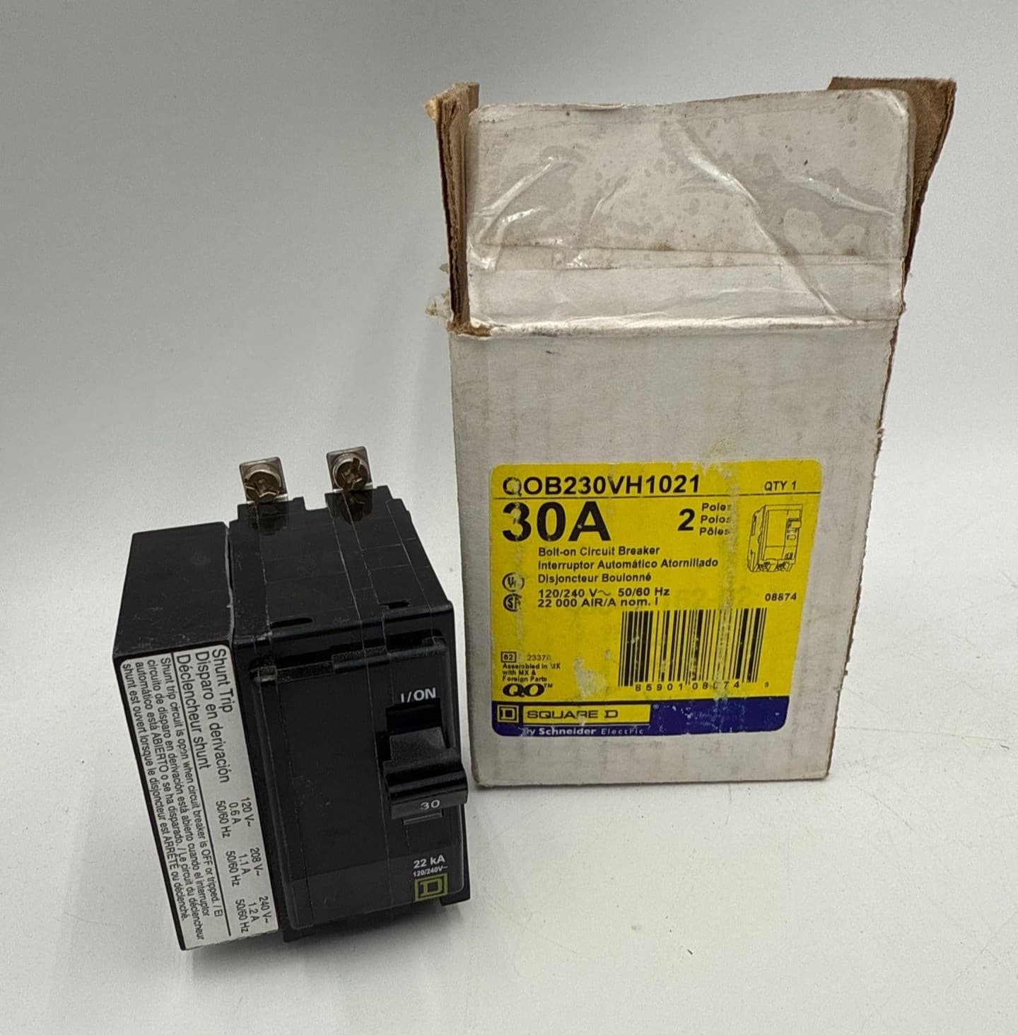 Square D QOB230VH1021 Circuit Breaker 30A 2P 120/240V 2kkA Shunt Trip 30 Amp – image 1