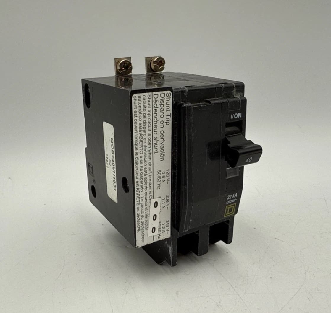 Square D QOB240VH1021 Circuit Breaker 40A 2P 240V 22kA Shunt Trip 40 Amp 2 Pole – image 1