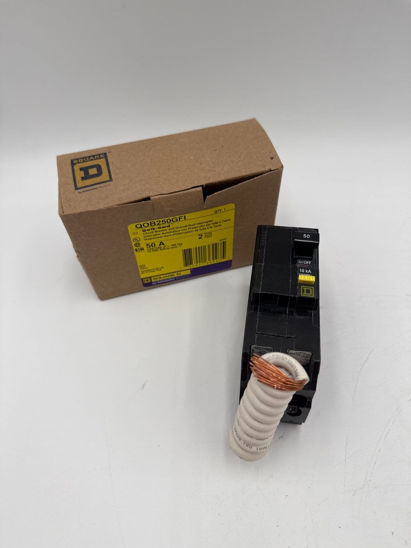 Square D QOB250GFI Circuit Breaker 50A 2P 240V QOB 50 Amp 2 Pole Ground Fault – image 1
