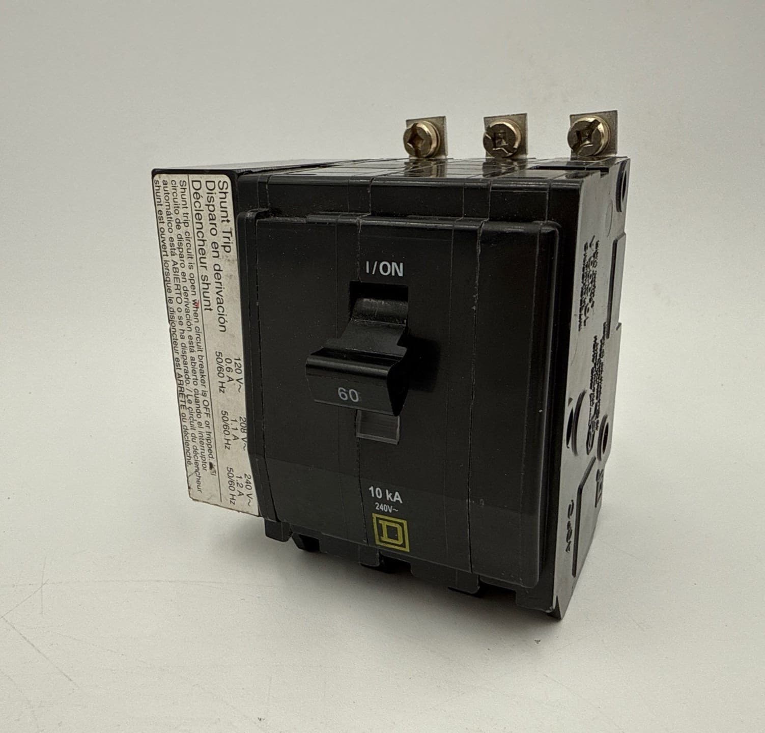 Square D QOB3601021 Circuit Breaker 60A 3P 240V Shunt Trip 60 Amp 3 Pole QOB – image 1