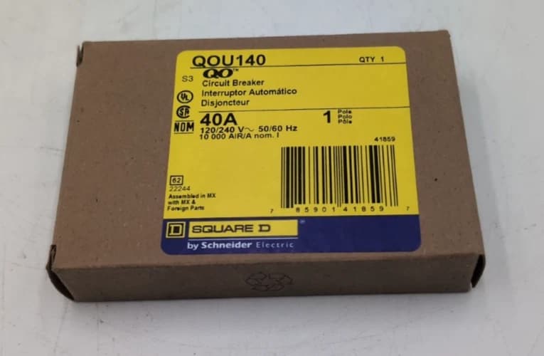 Square D QOU140 Miniature Circuit Breaker 1P 3PH 40A 240V 10KA 40 Amp 240V NEW – image 1