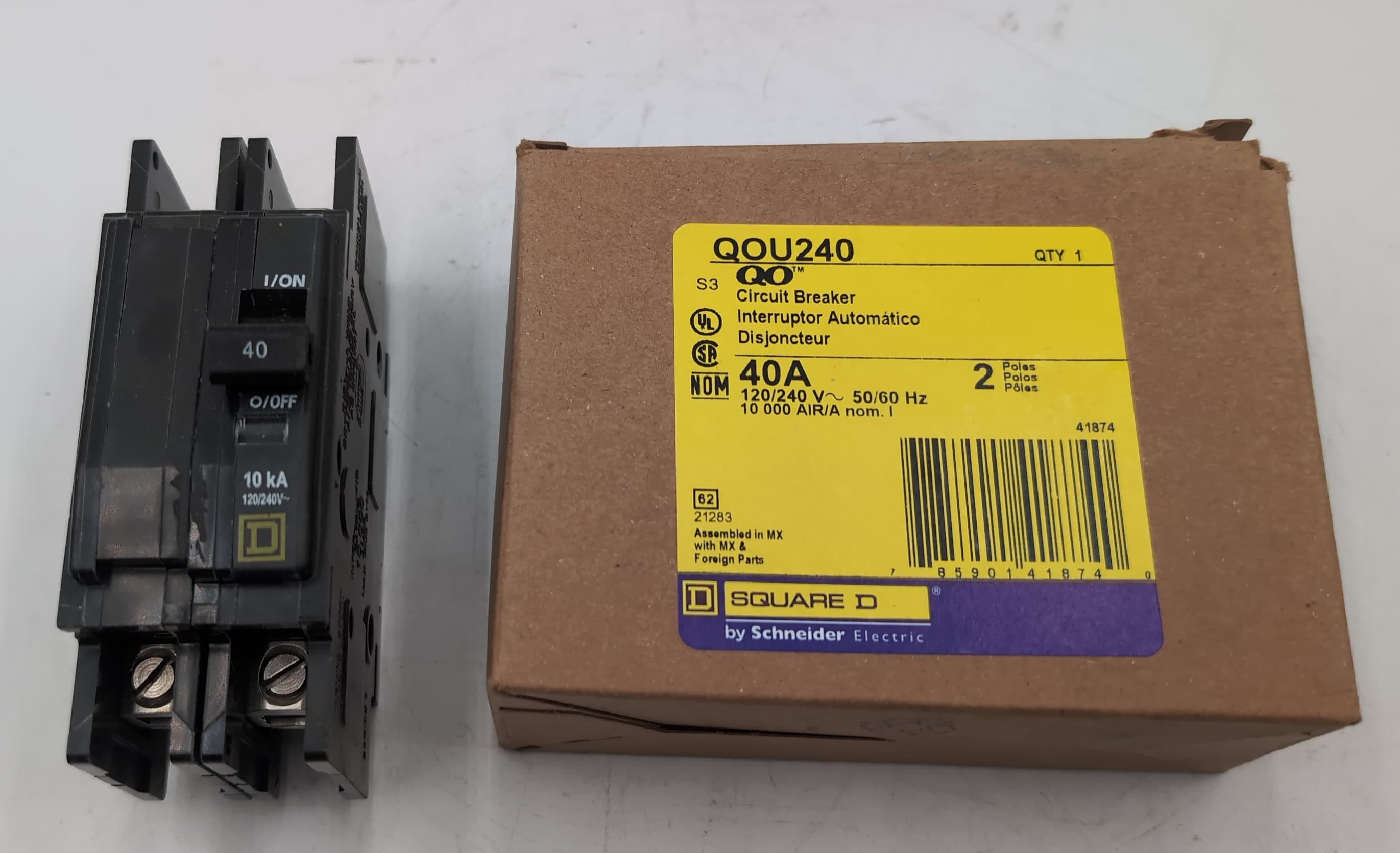 Square D QOU240 Miniature Circuit Breaker 40 Amp 2-Pole 120/240V Unit Mount New