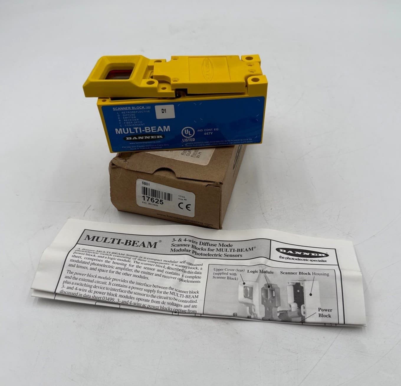 Banner SBD1-17625 MULTI-BEAM Photoelectric Scanner Block Diffuse SBD117625 – image 1