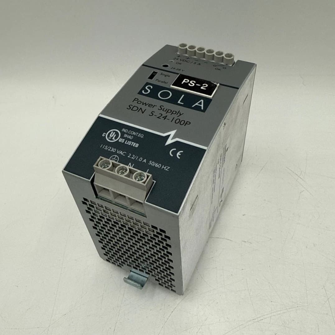 SOLA SDN 5-24-100P Power Supply 115/230VAC 2.2/1.0A 24VDC 5A DIN Rail Mount – image 1