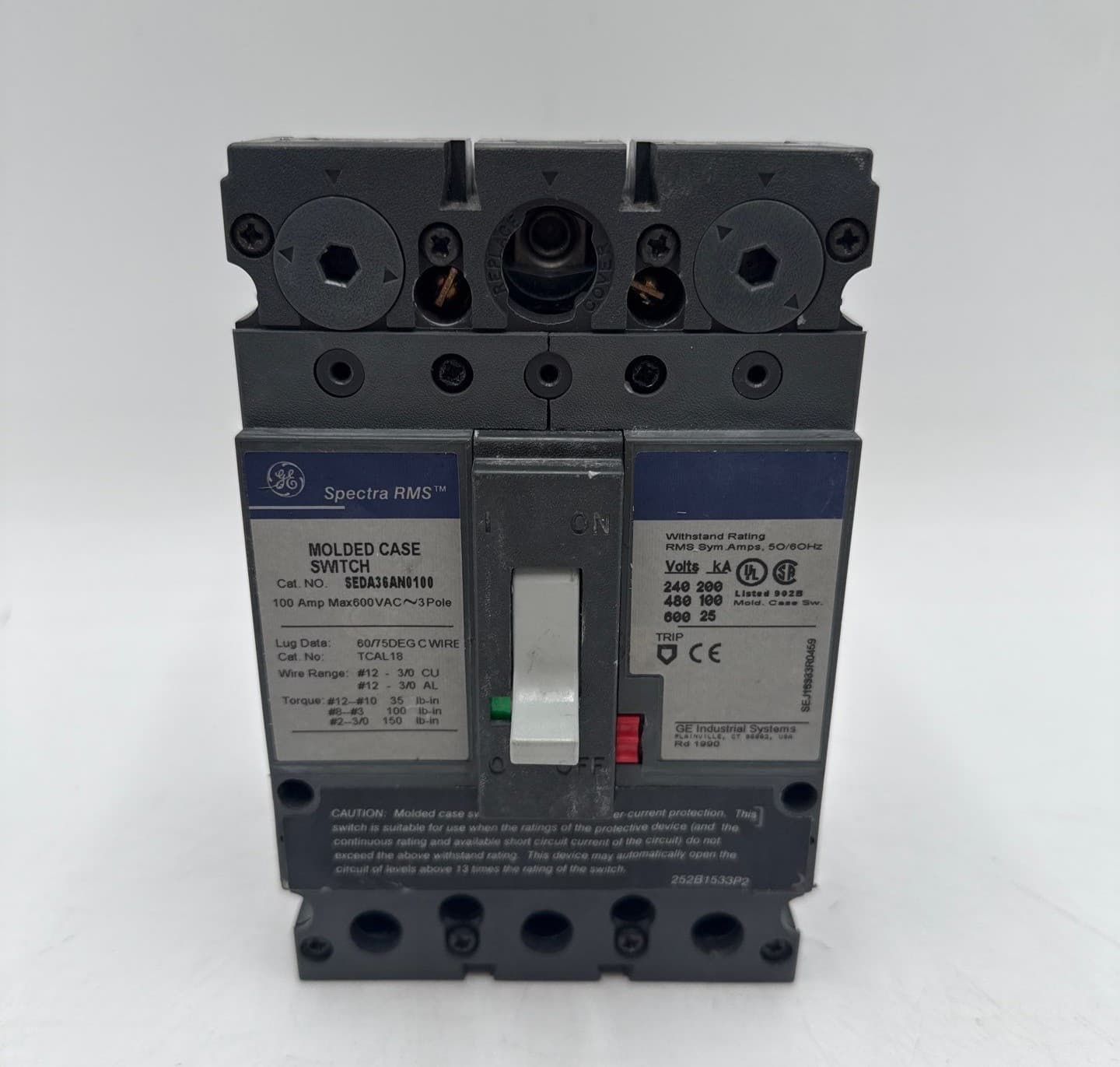 GE SEDA36AN0100 Circuit Breaker 100A 3P 600V 100 Amp 3 Pole Spectra RMS – image 1