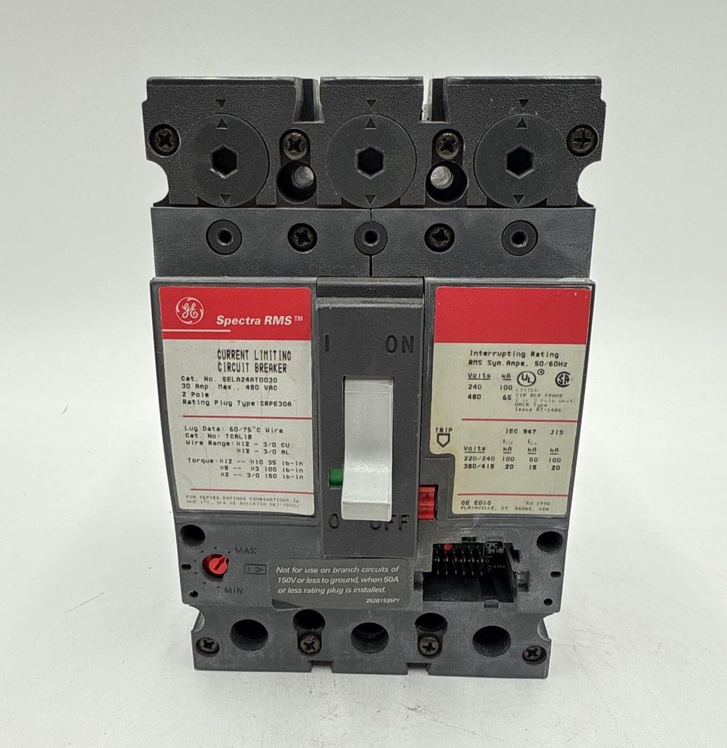 GE SELA24AT0030 Circuit Breaker Frame 30A 2P 480V SELA 30 Amp 2 Pole NO PLUG – image 1