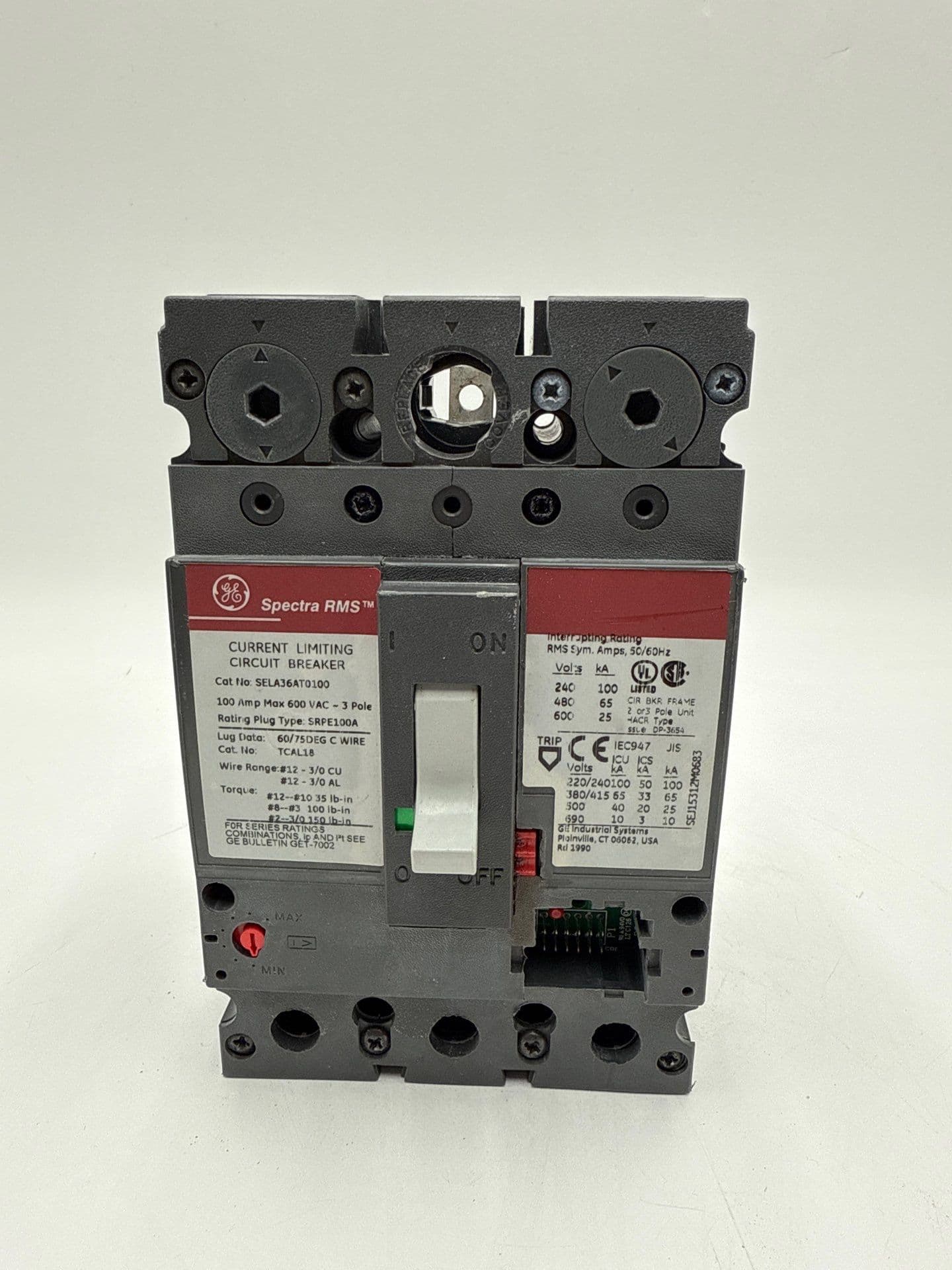GE SELA36AT0100 Circuit Breaker 100A 3P 600V 65K FRAME 100 Amp 3 Pole – image 1