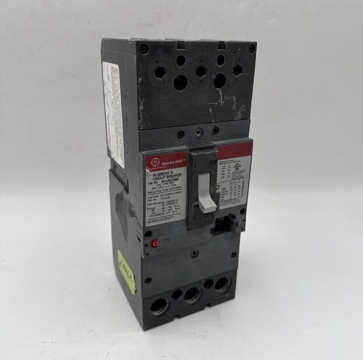 GE SFLA36AT0250 Circuit Breaker 250A 3P 600V NO PLUG 250 Amp 3 Pole CRACK – image 1