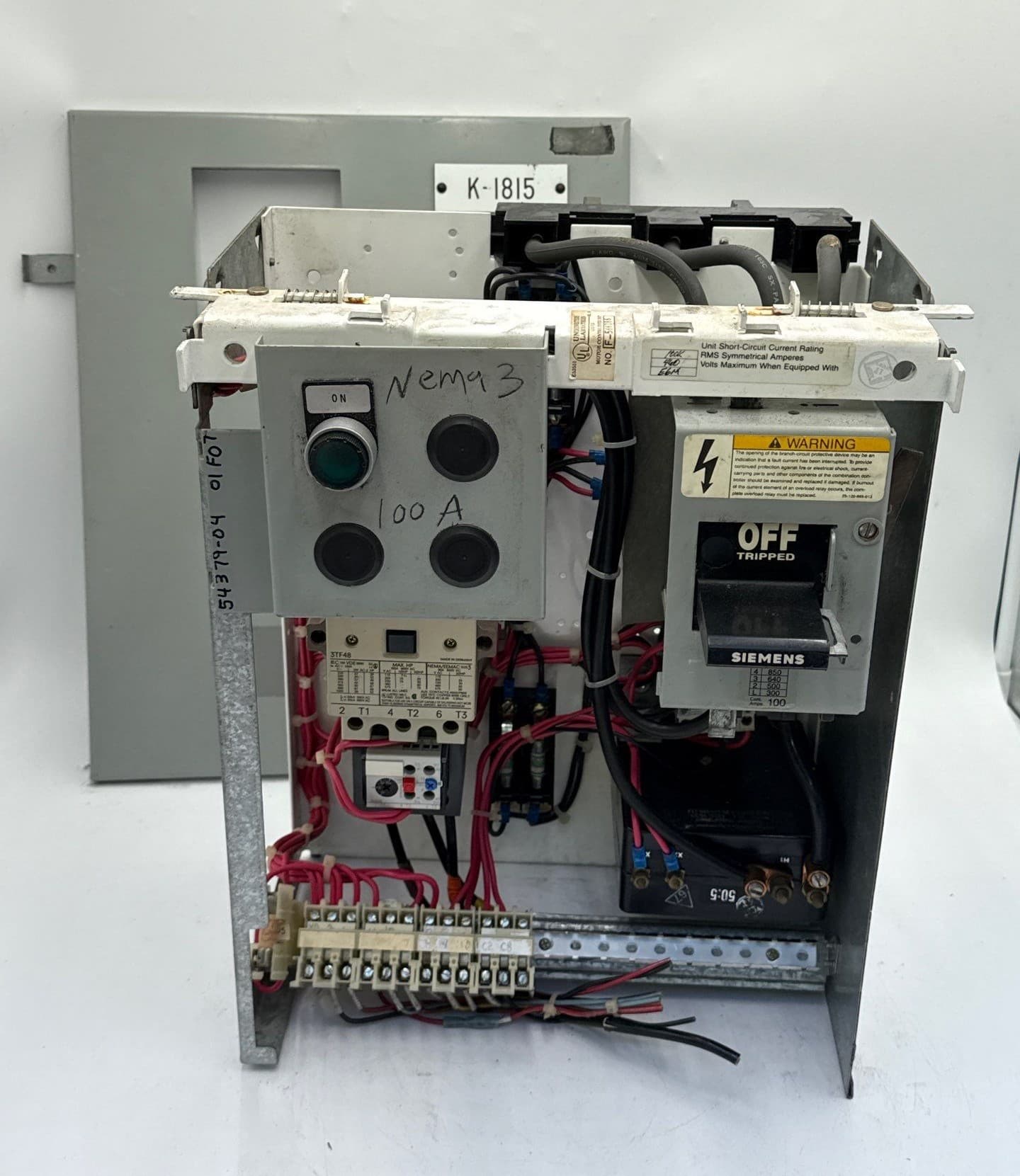 Siemens Model 90 18" 100A Combo MCC Bucket Size 3 3TF48 Starter ED63A100 – image 1