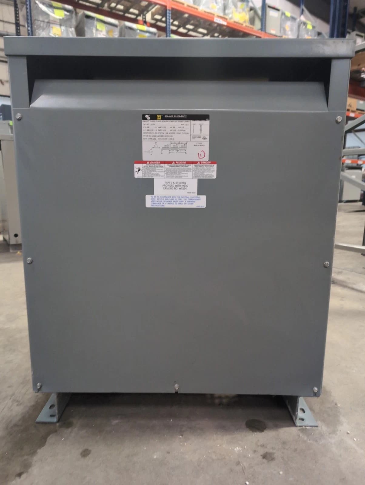 112.5KVA Sq D 112T3H 3PH Sorgel Transformer Pri 480V Sec 208/120V Indoor Encl – image 1