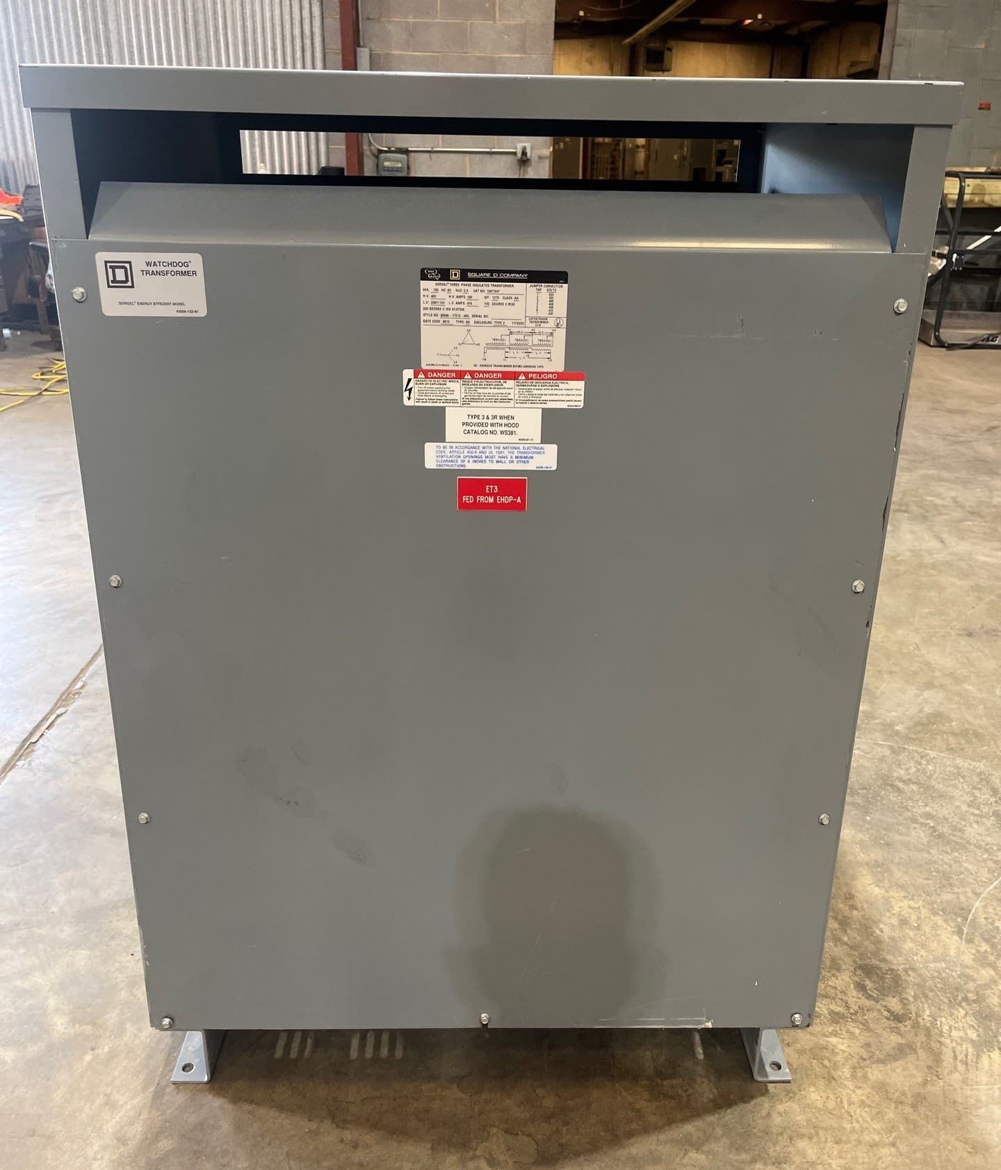 150 kVA Square D 150T3H Sorgel Transformer 3PH Pri 480V Sec 208/120V ST107 – image 1