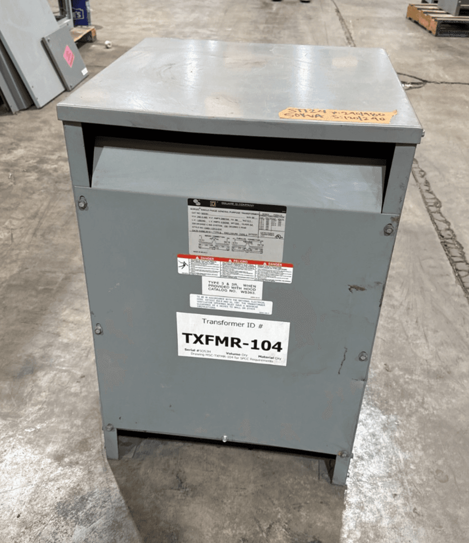 50KVA Square D 50S3H Transformer Pri 240/480V Sec 120/240V 1PH Indoor Encl – image 1