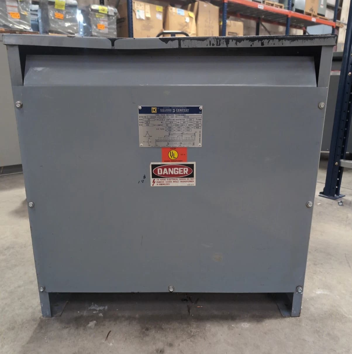 75KVA Square D 75T3H Transformer Pri 480V Sec 208Y/120V 3PH Indoor Encl 60Hz – image 1