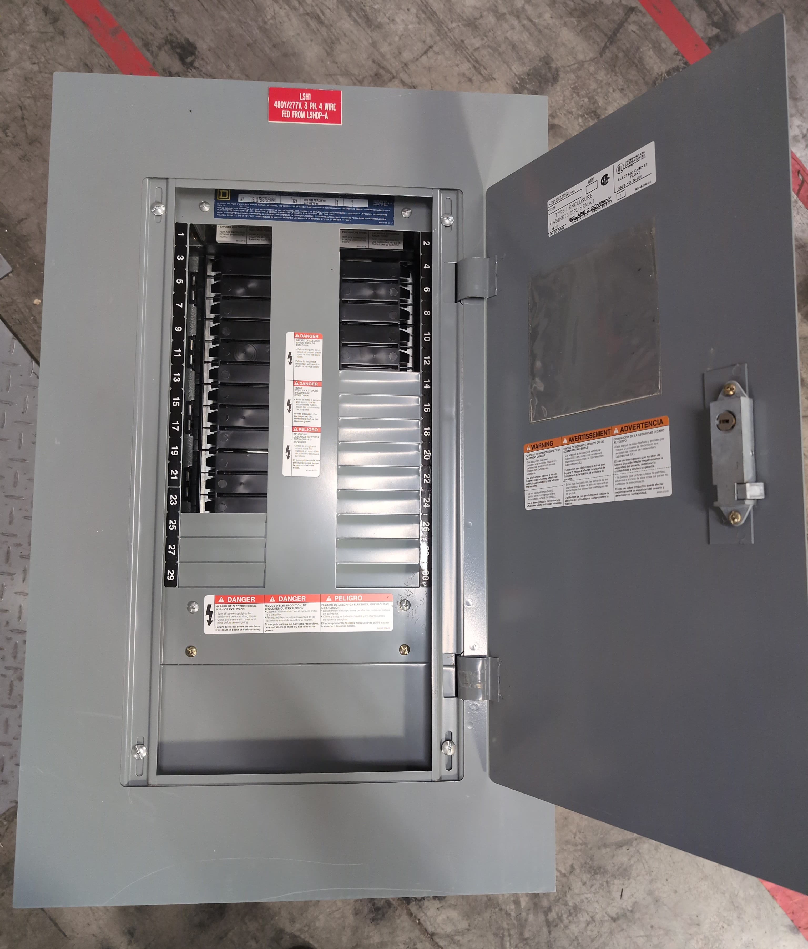 Square D NF Panelboard 125A 480V 600V 3PH 4W 30 Cir MLO Panel 125 Amp Main Lug – image 1