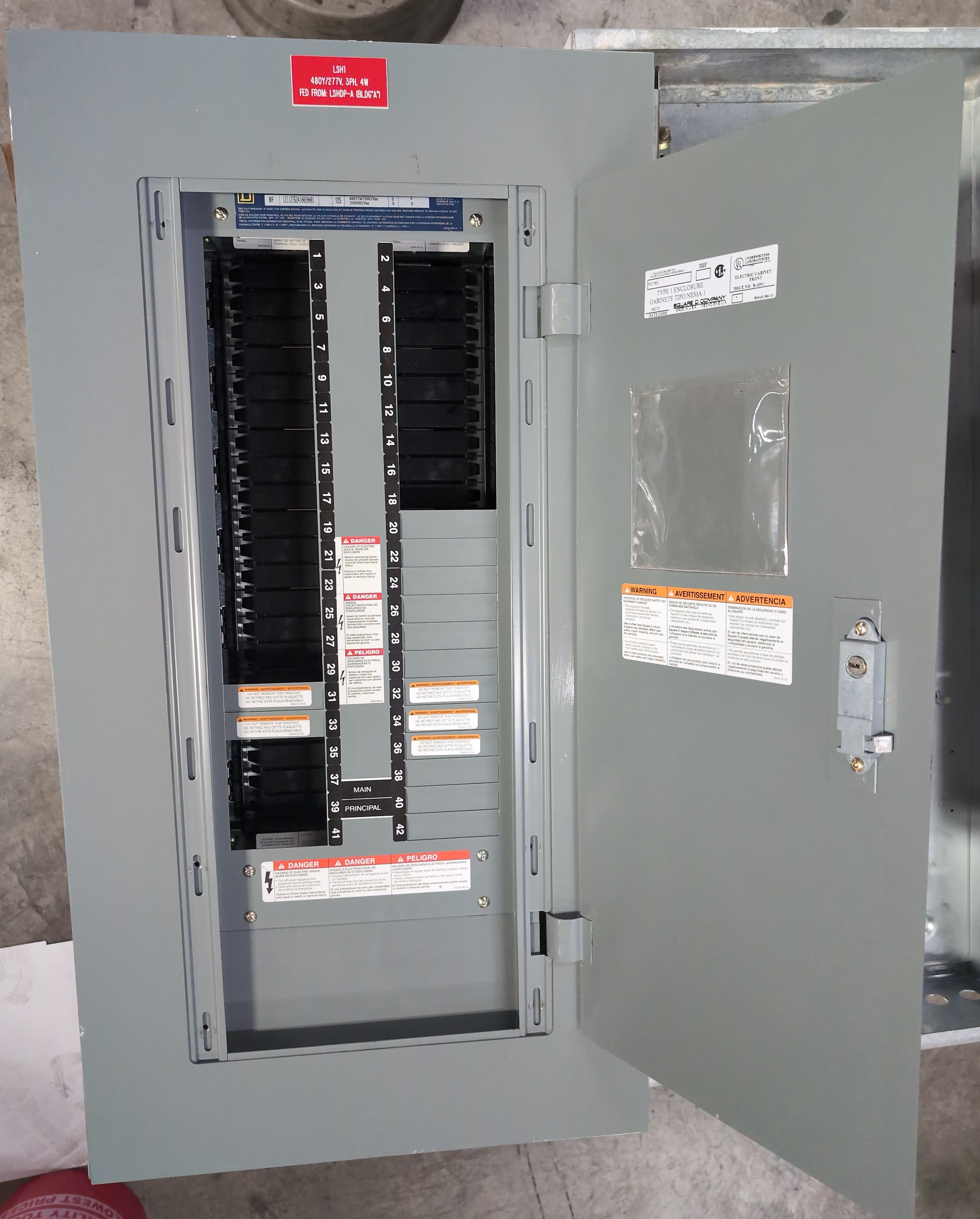 Square D NF Panelboard 125A 600V 480V 3PH 4W MCB Panel 30 Cir 125 Amp MH38BE – image 1