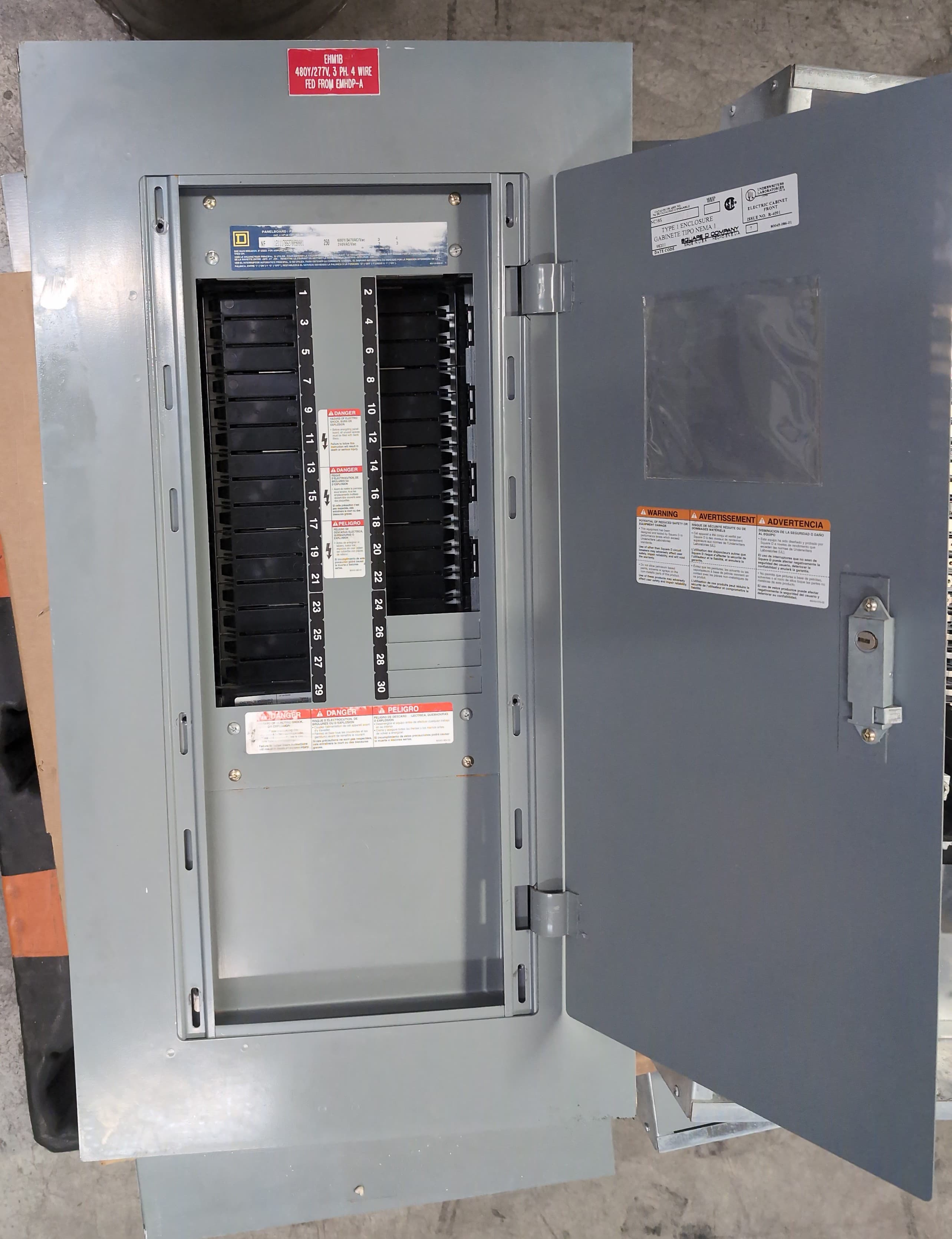 Square D NF Panelboard 250A 600V 480V 3PH 4W 30 Cir MLO Panel 250 Amp MH38