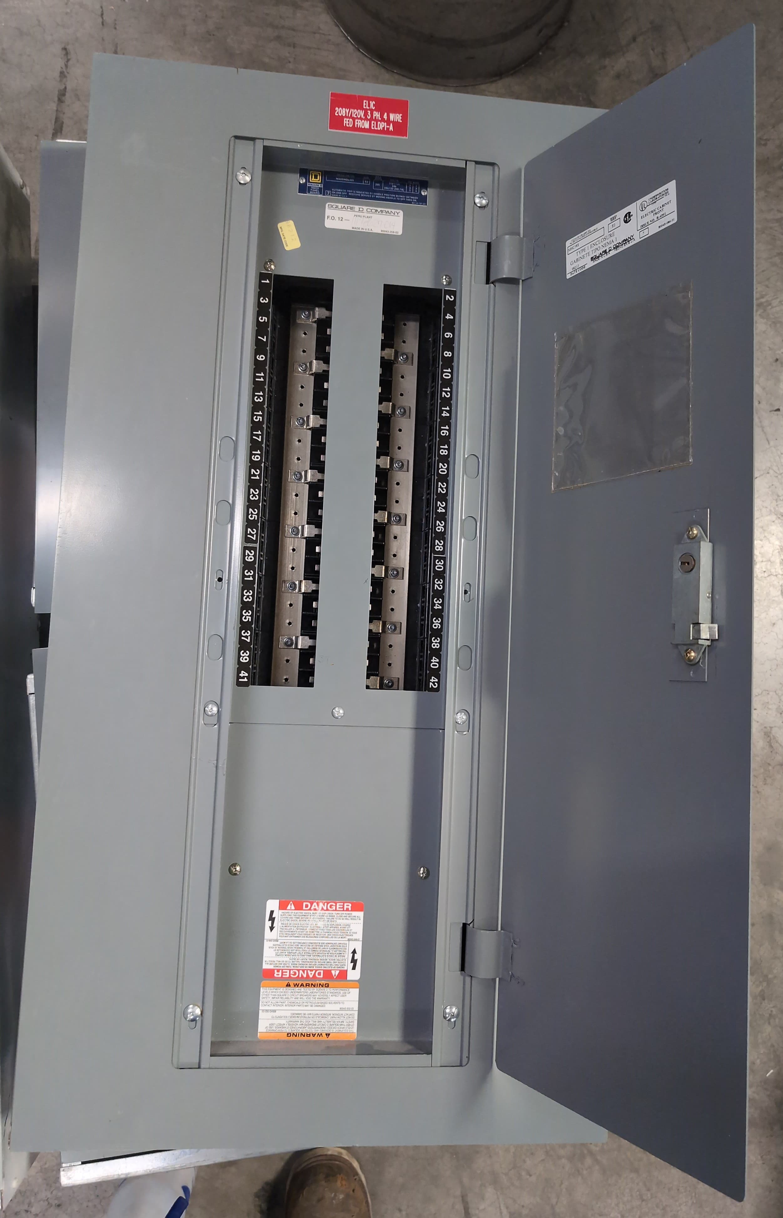 Square D NQOD442L225 Panelboard 225A 208Y/120V 3PH 4W 42 Cir MLO Panel 225 Amp