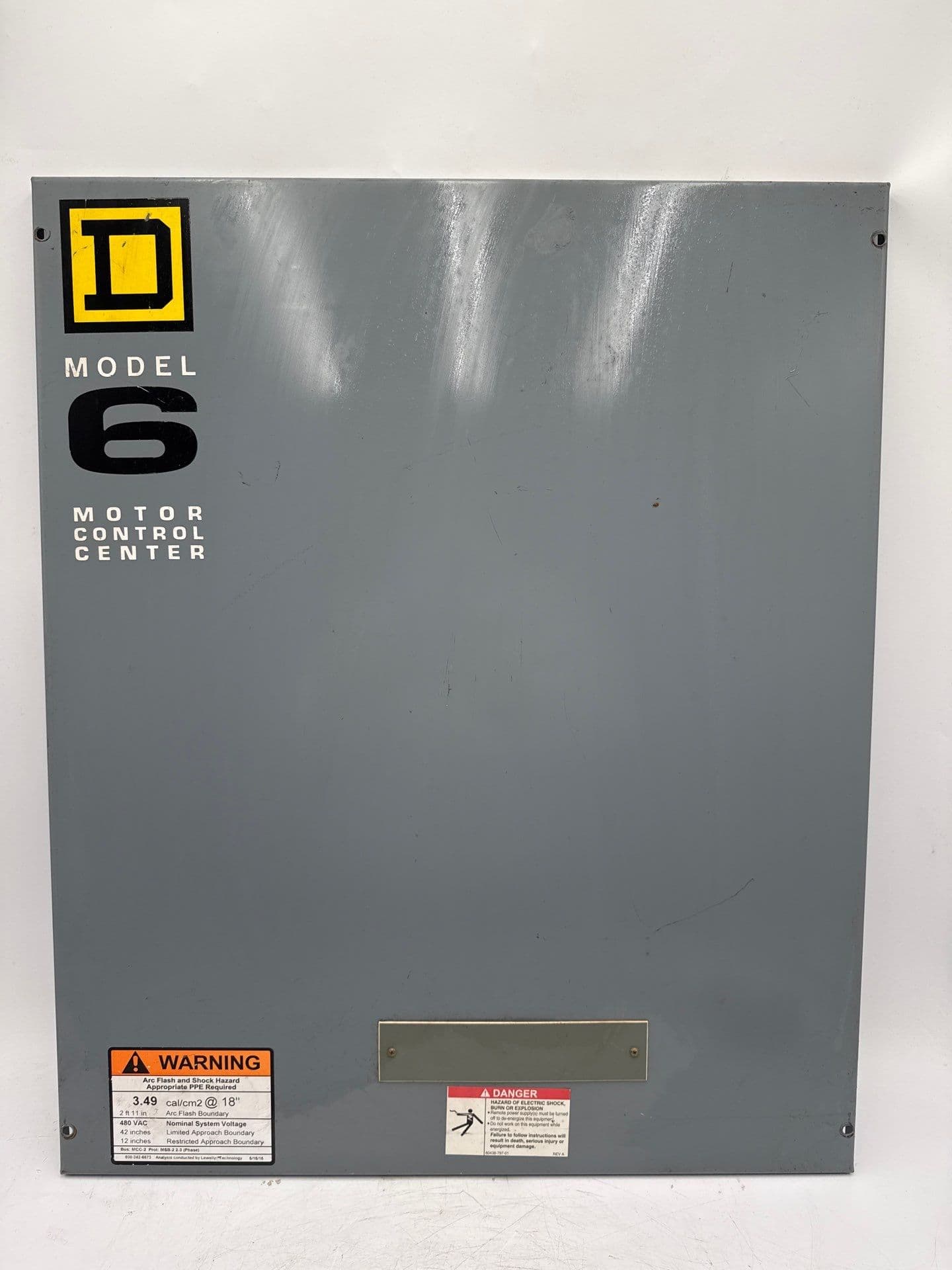 Square D Model 6 24in x 19-1/2in MCC Filler Name Plate Motor Control Center – image 1