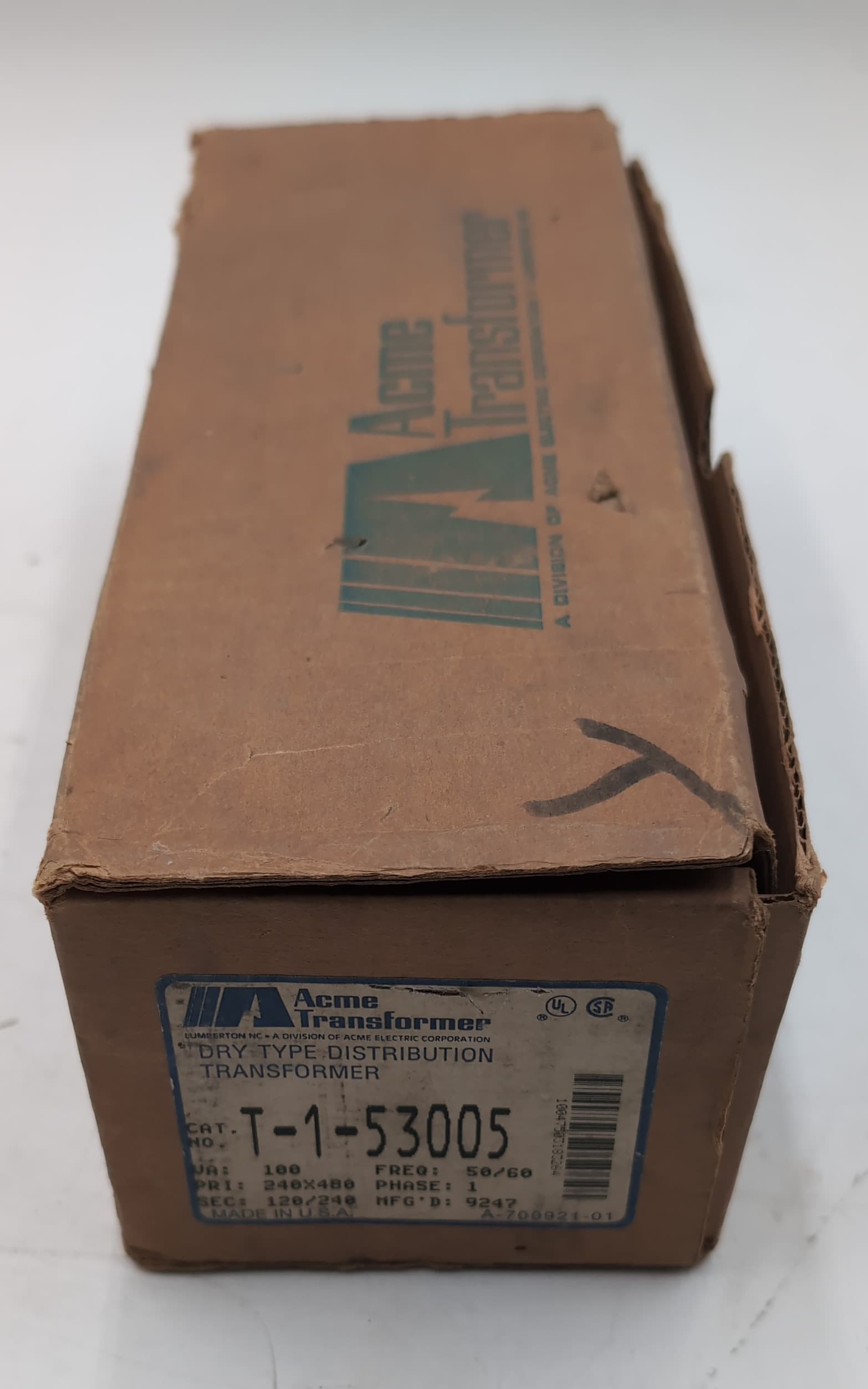 Acme Electric T153005 Transformer 100VA Single Phase 240/480V to 120/240V NEW