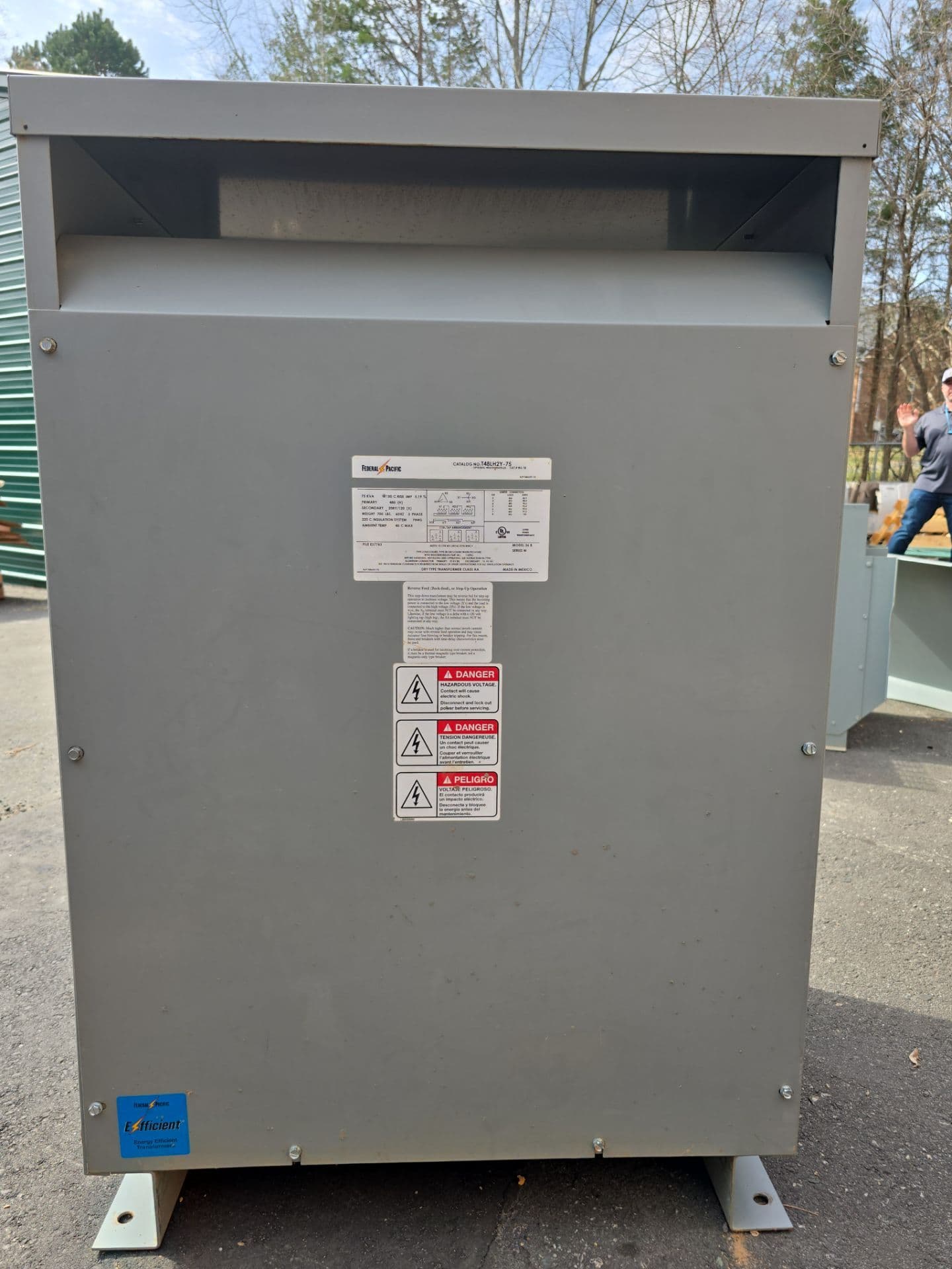 75KVA FPE T48LH2Y-75 Transformer Pri 480V Sec 208/120V 3PH Indoor Model 36B – image 1