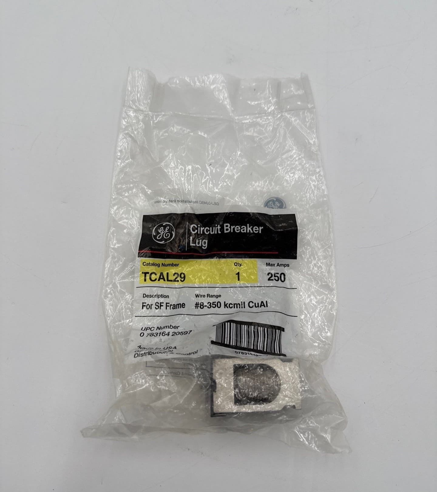 GE TCAL29 Single Lug Terminal for SF Frame Circuit Breaker 250A #8-360 kcmil – image 1