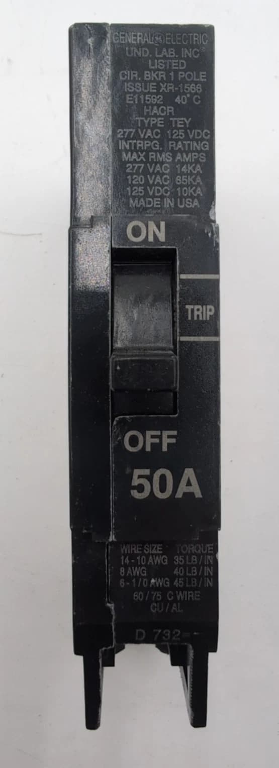 General Electric TEY150 Bolt On Circuit Breaker 50A 1P 277V TEY 50 Amp 1 Pole – image 1