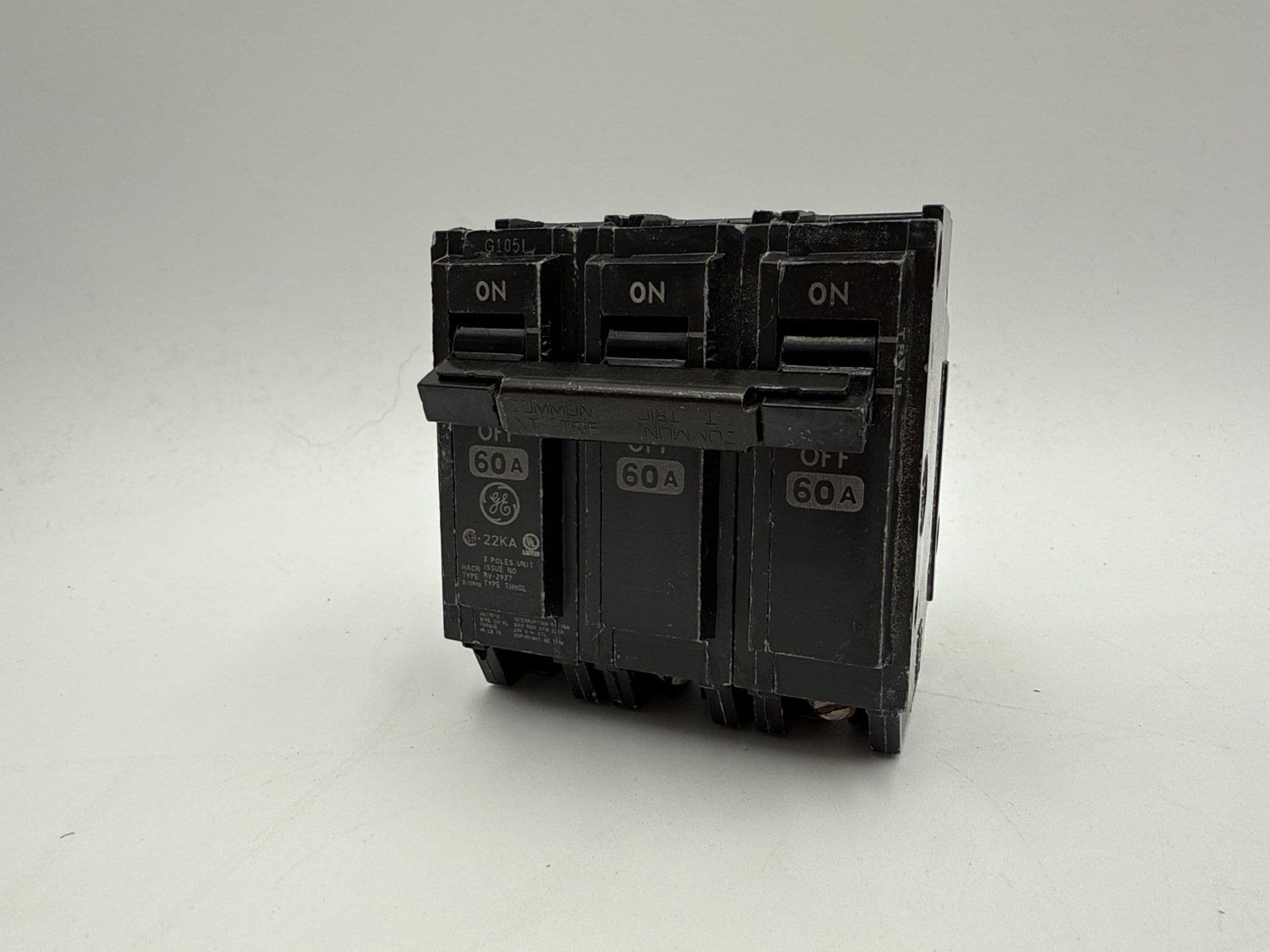 GE THHQL32060 Plug On Circuit Breaker 60A 3P 240V THHQL 22kA 60 Amp 3 Pole – image 1