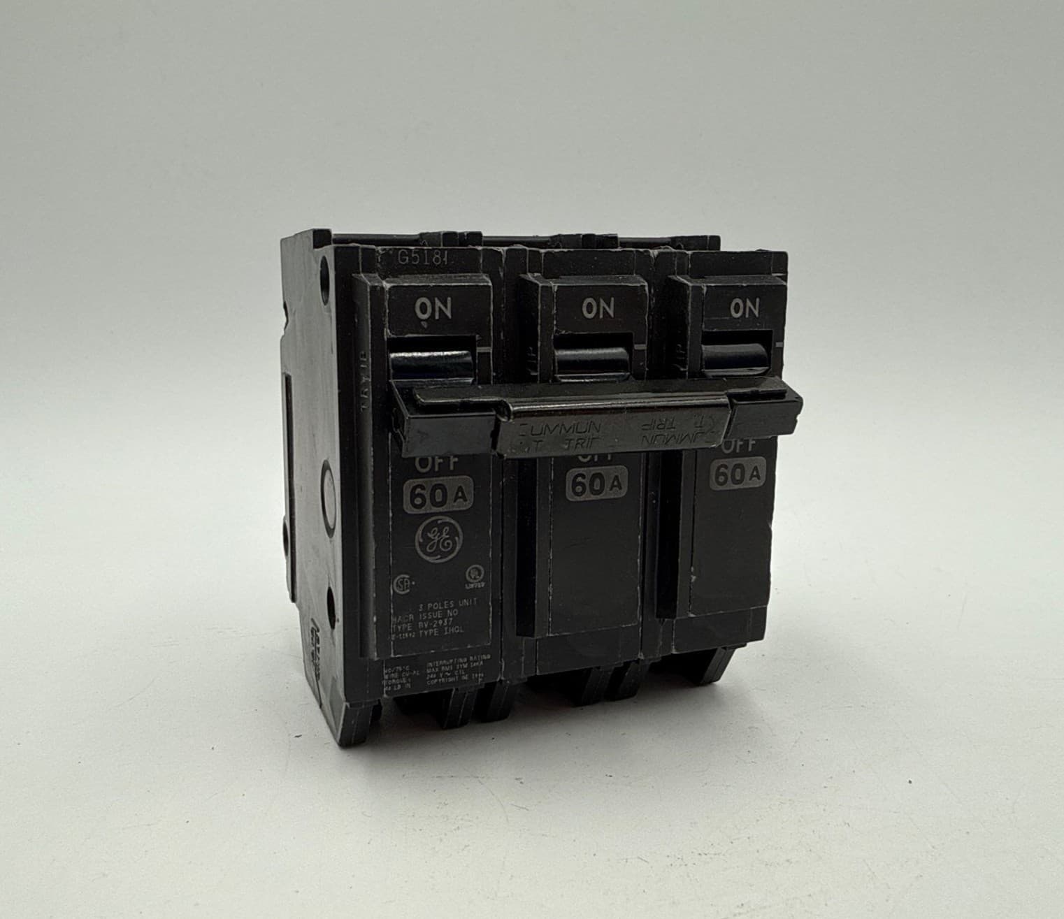 GE THQL32060 Plug On Circuit Breaker 60A 3P 240V THQL 60 Amp 3 Pole – image 1