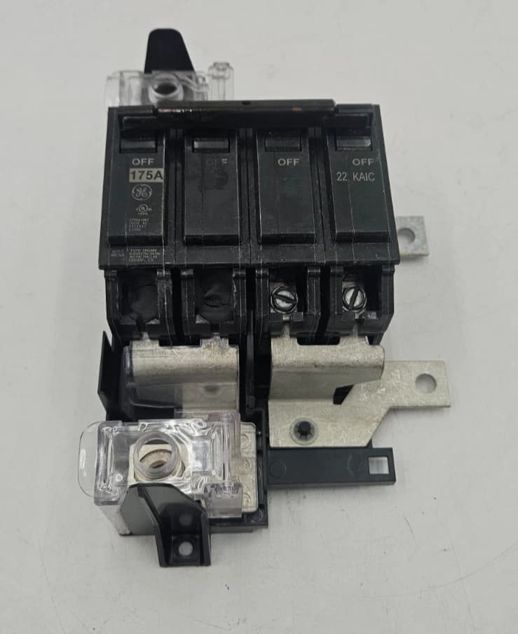GE Main Breaker THQMV175 175A 120/240V 2P With Lugs 175 Amp 2 Pole THQMV USED – image 1