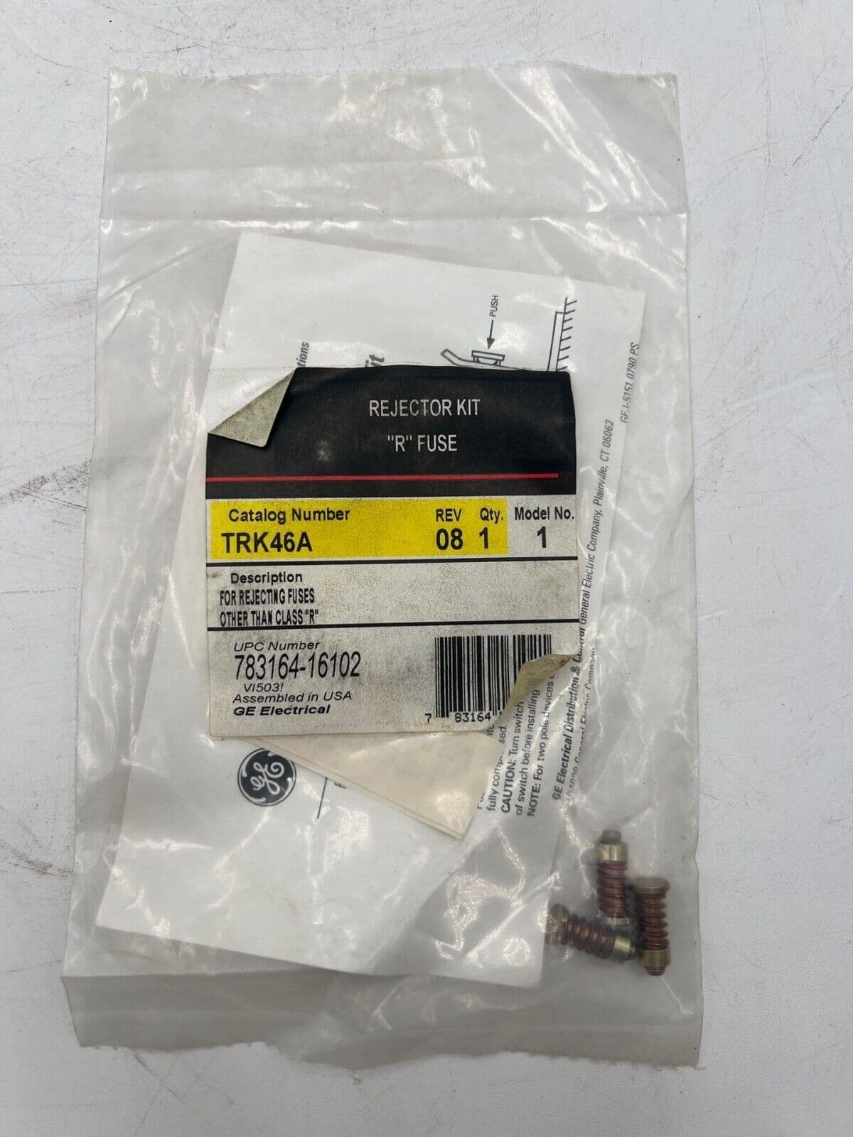 GE TRK46A R Fuse Rejector Kit Rev 00 For Rejecting Fuses Other Than Class R – image 1