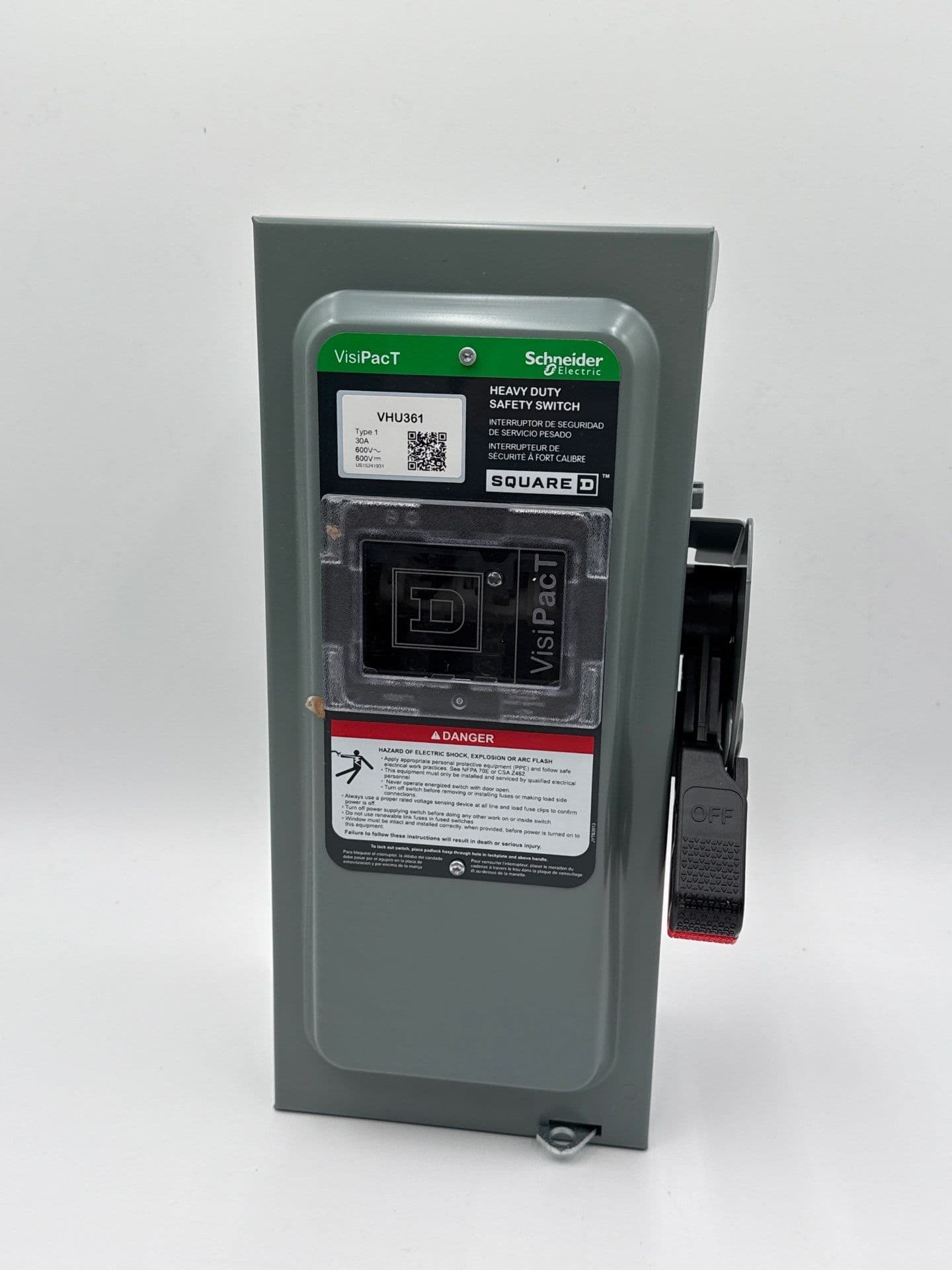 Square D VHU361 Safety Disconnect Switch 30A 3P 600V VisiPacT Type 1 Indoor