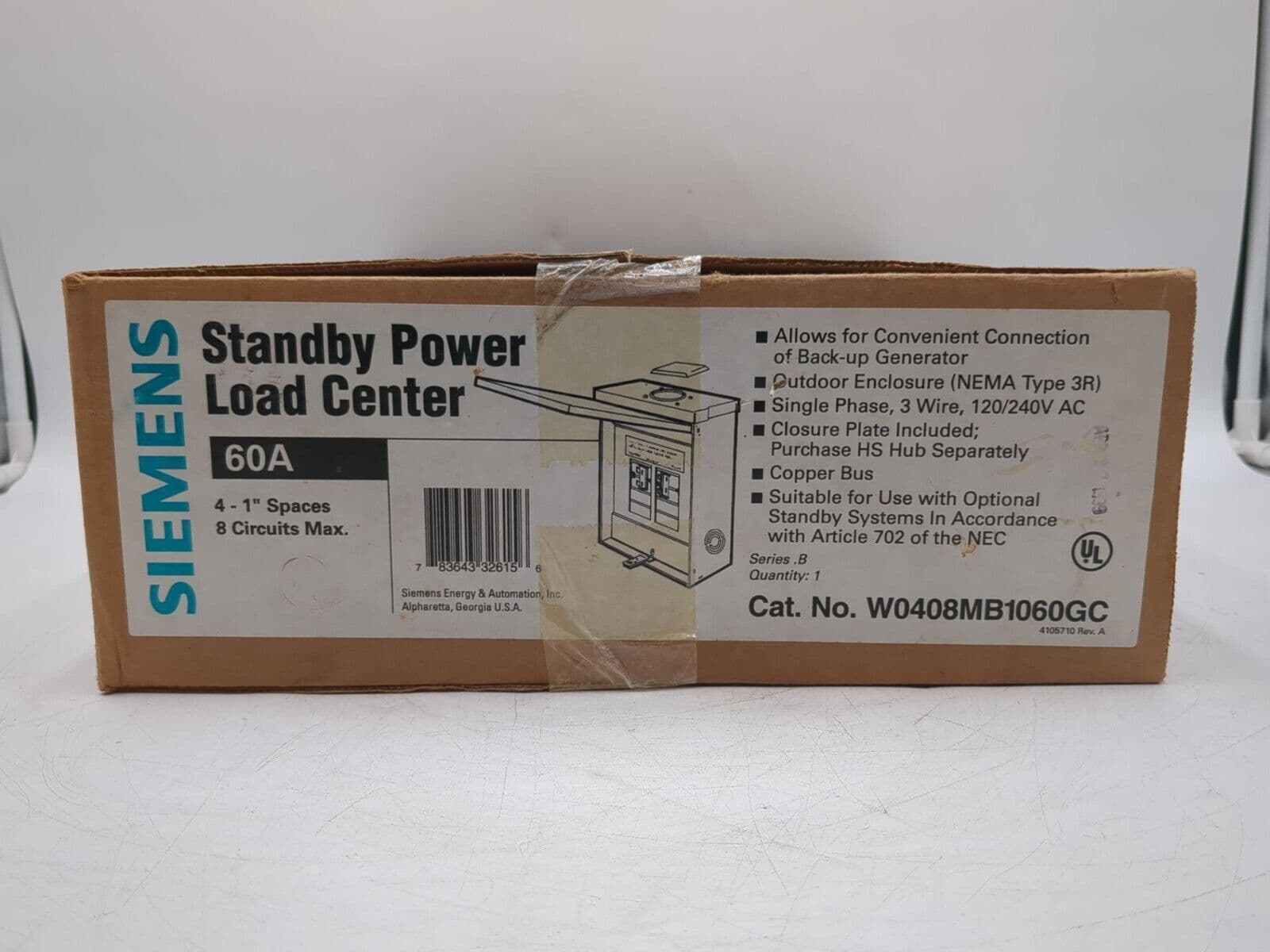 Siemens W0408MB1060GC Standby Power Load Center 60A 120/240V Type 3R – image 1