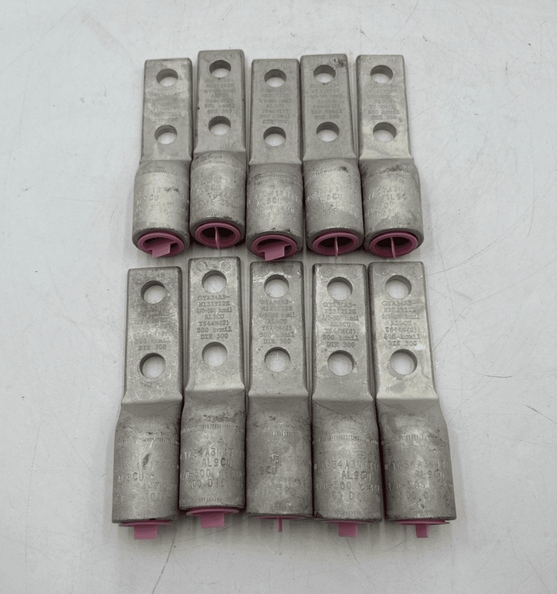 10PC Burndy YA34A3N131T12E Compression Lug 500kcmil 2 Hole 4/0-500 AL9CU