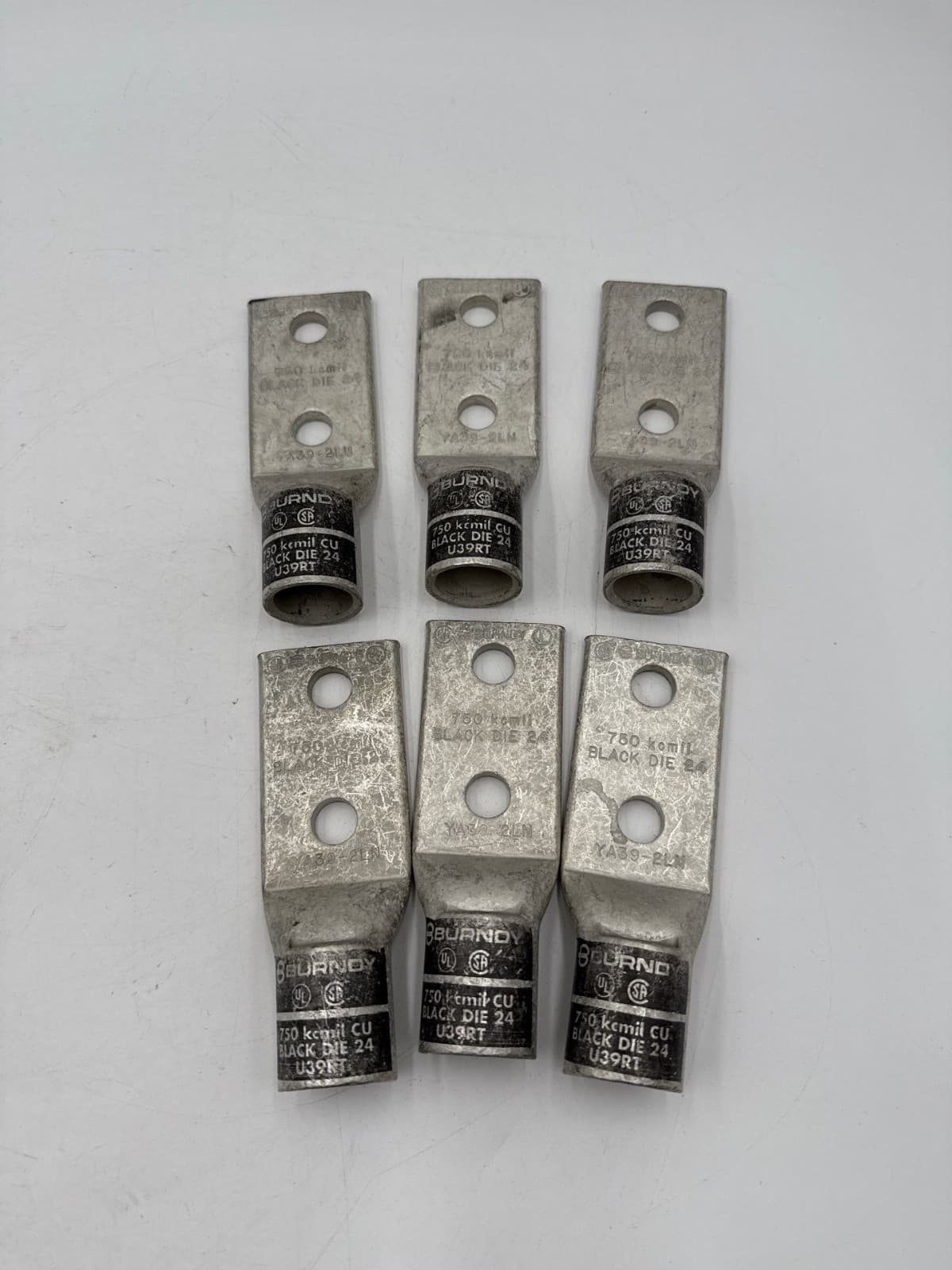 6PC Burndy YA392LN Compression Lug 750kcmil Hylug Black Die 24 YA39-2LN – image 1