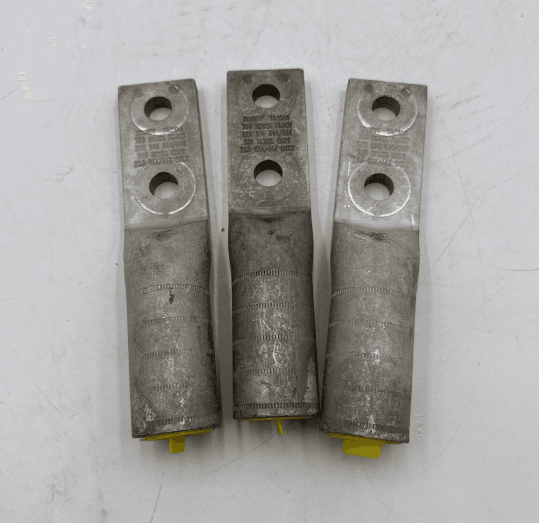 3PC Burndy YA39A5 Aluminum Compression Lug Yellow 2-Hole 1/2'' Stud 750kcmil