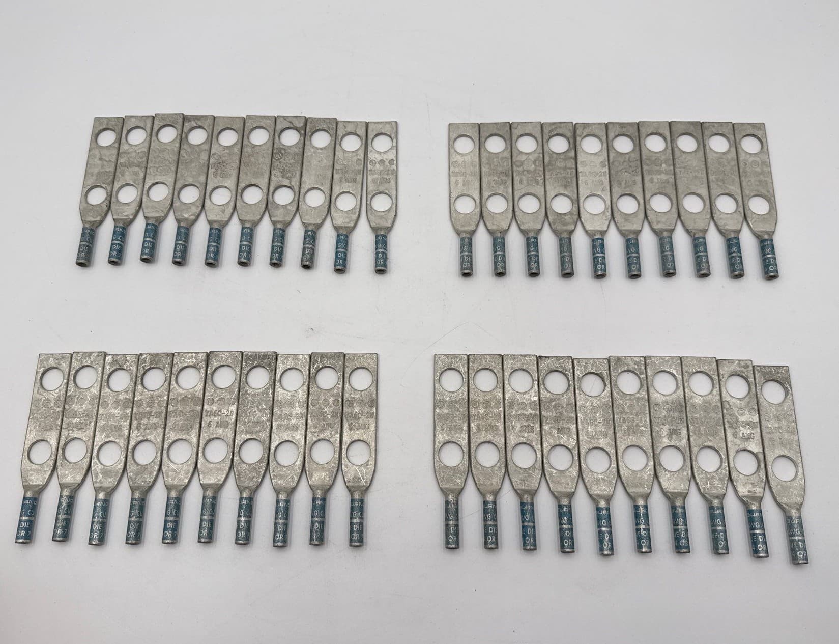 Burndy YA6C-2N 6AWG Copper 2-Hole Long Barrel Compression Lug 40PC – image 1