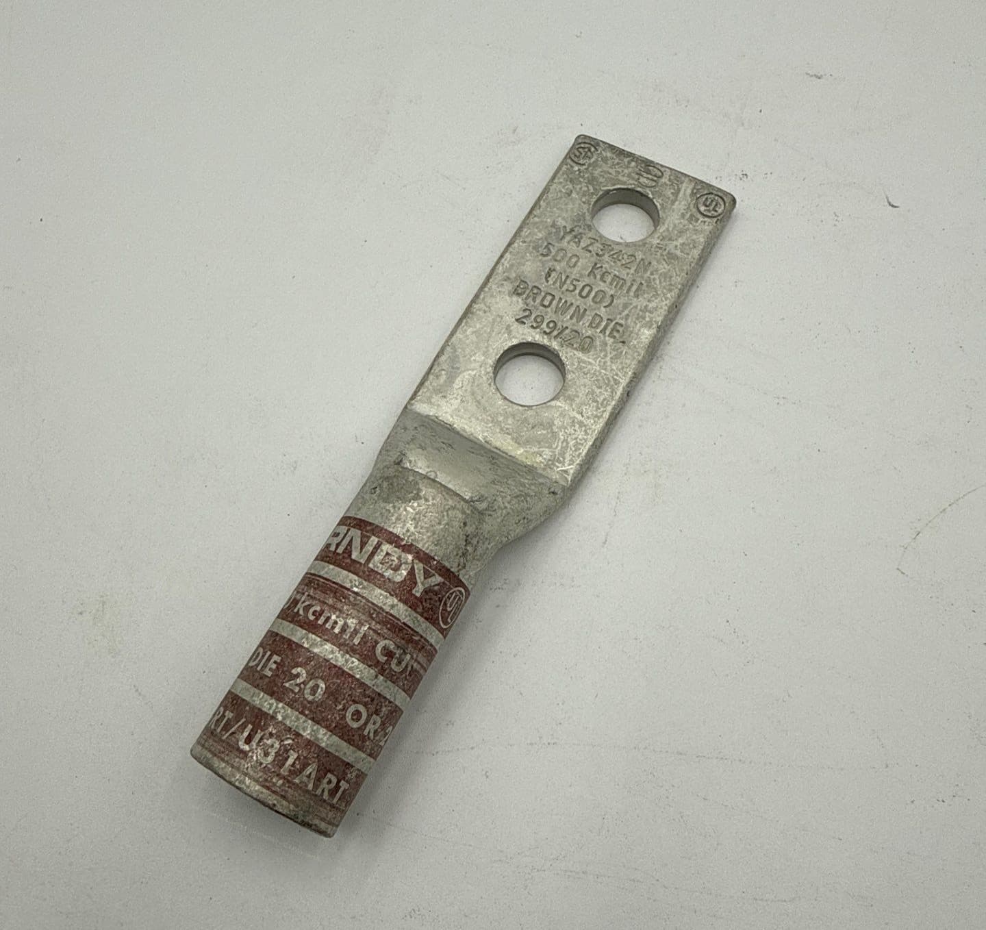 BURNDY YAZ342N Compression Crimp Lug 500KCMIL 2 Hole 299/20 Brown Die – image 1