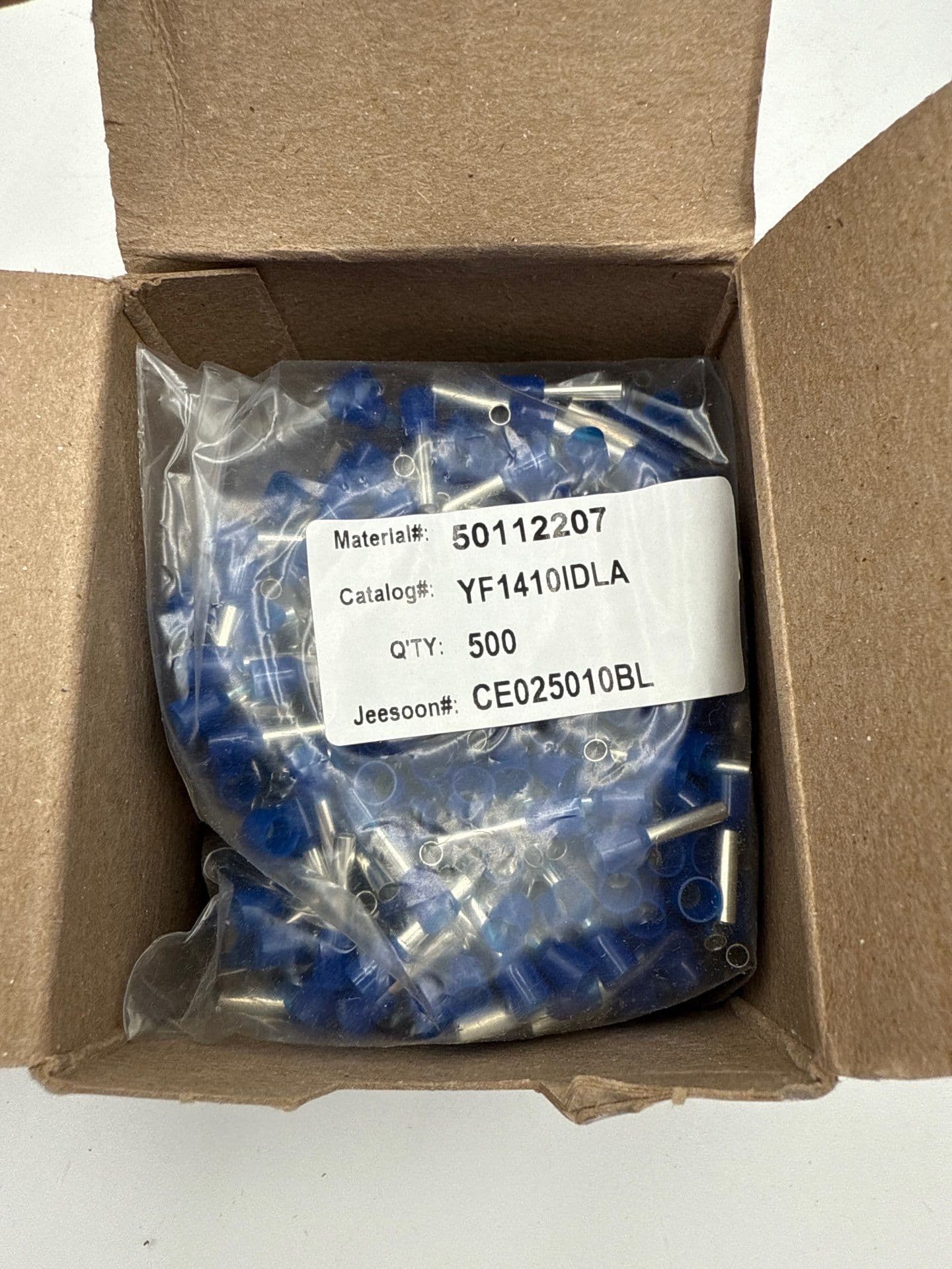 Burndy YF1410IDL Covered Ferrule For 14 AWG Electrolytic copper Tin plated 500 PC – image 1