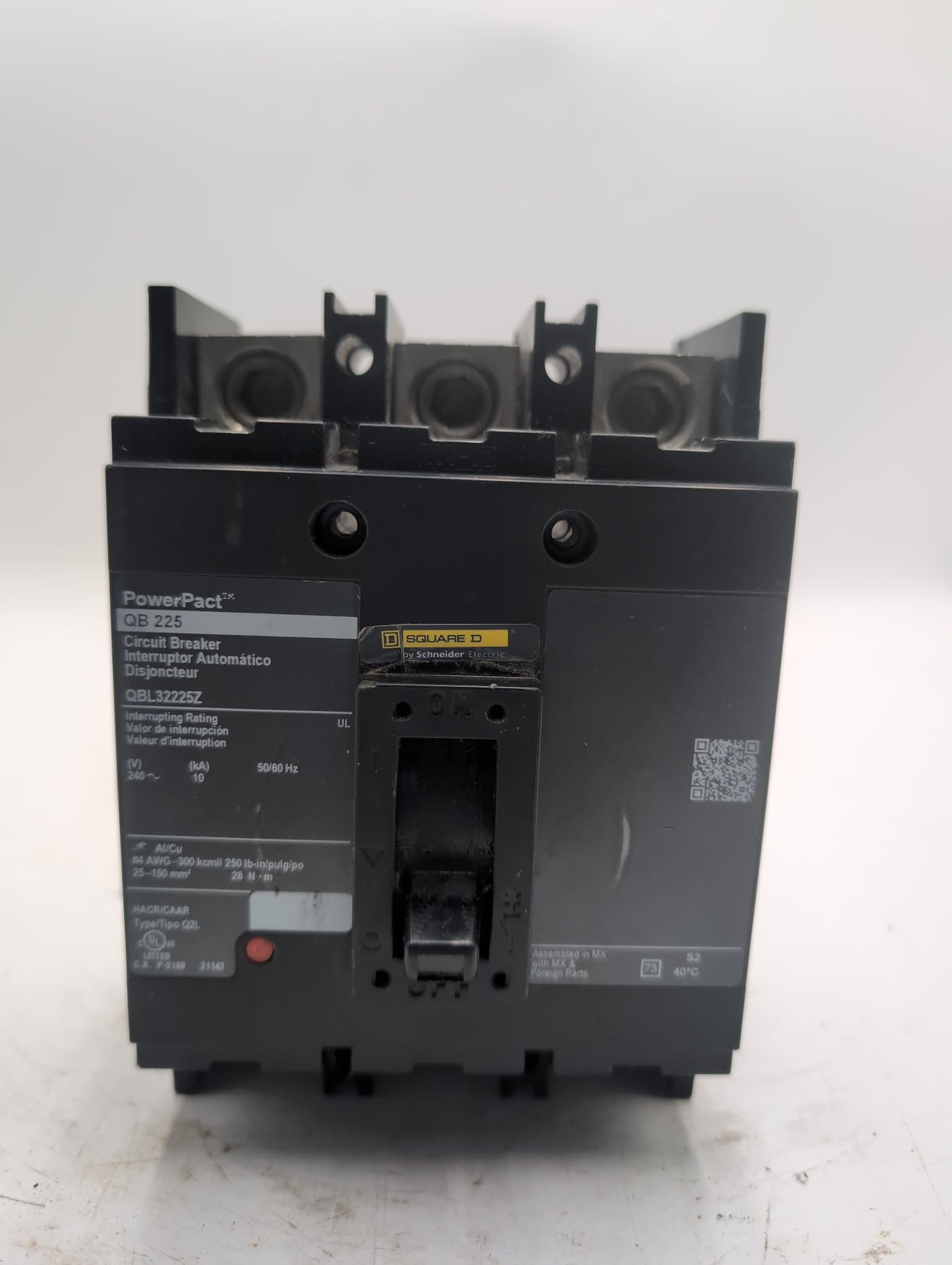 Square D QBL32225Z Circuit Breaker 225A 600V 3P Used – image 1