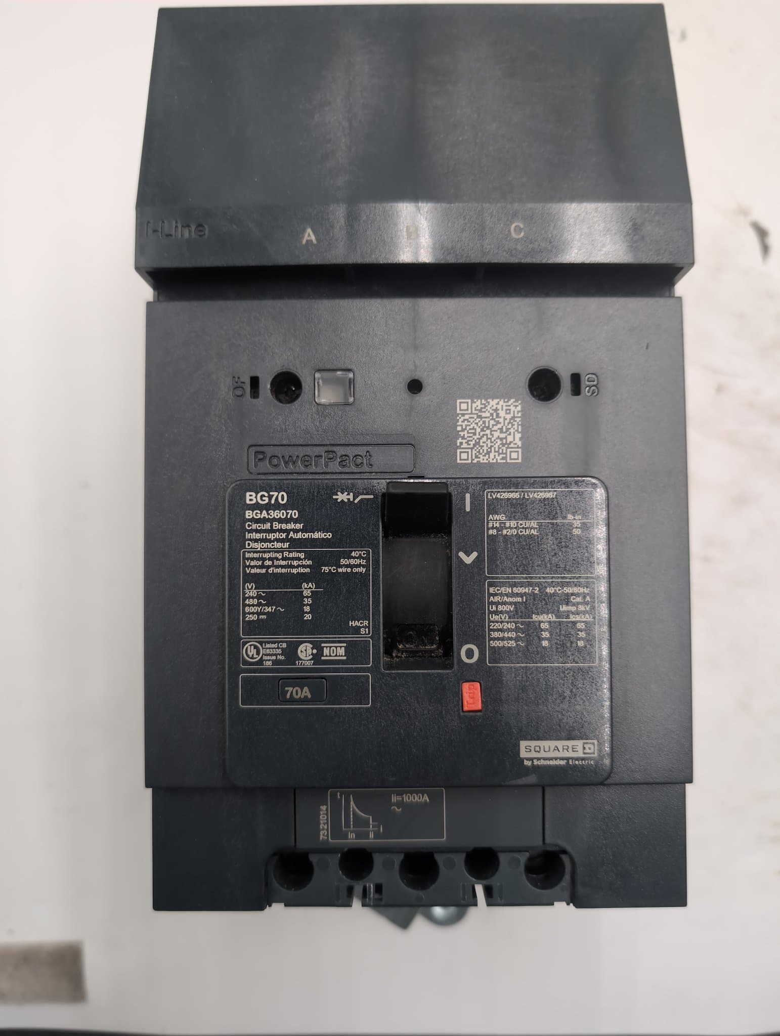 Square D BGA36070 Circuit Breaker 70A 600V 3P BGA – image 1