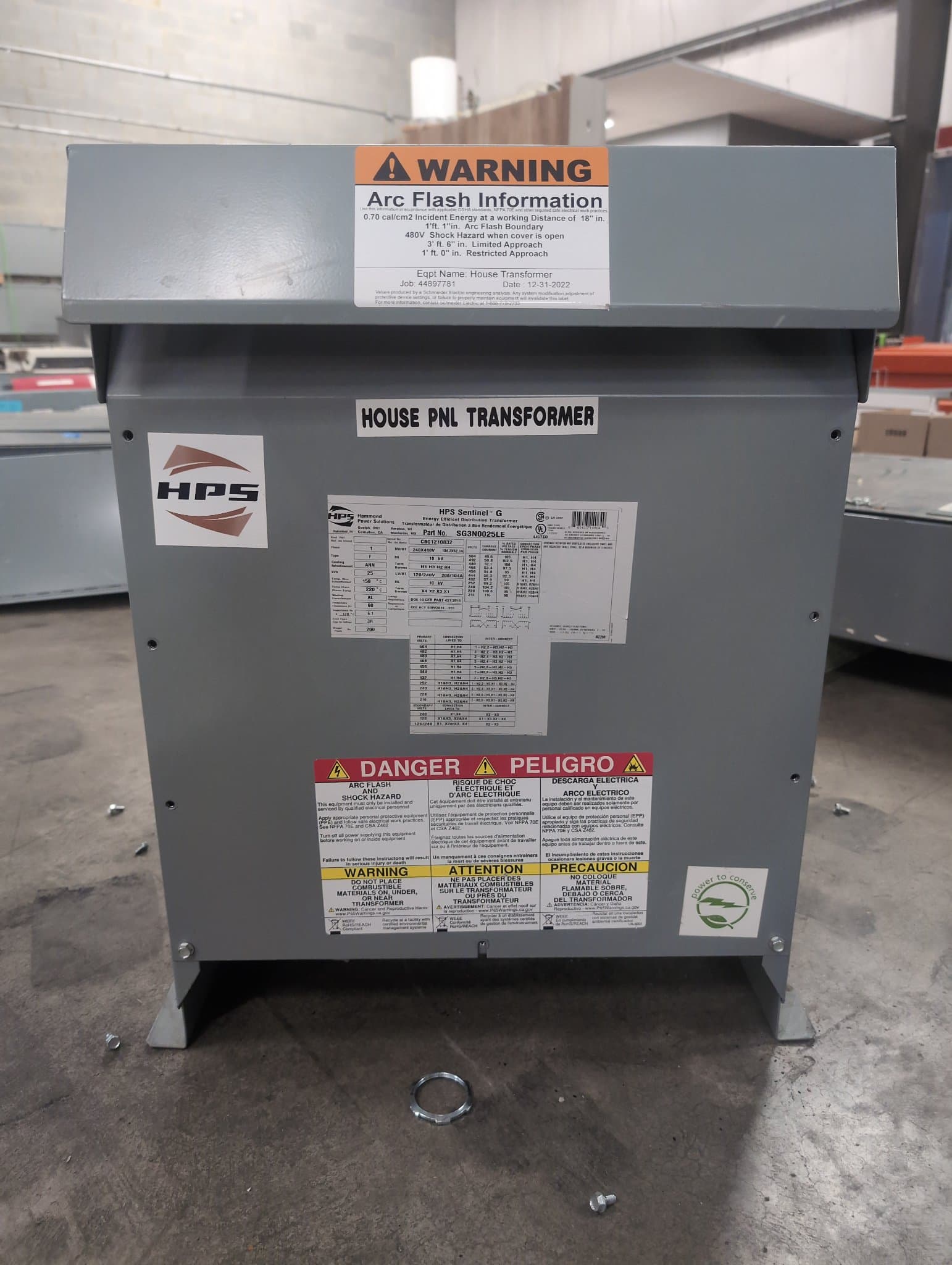 Hammond SG3N0025LE 25kVA Dry Type Transformer 480/240V 120/240V NEMA 3R Outdoor