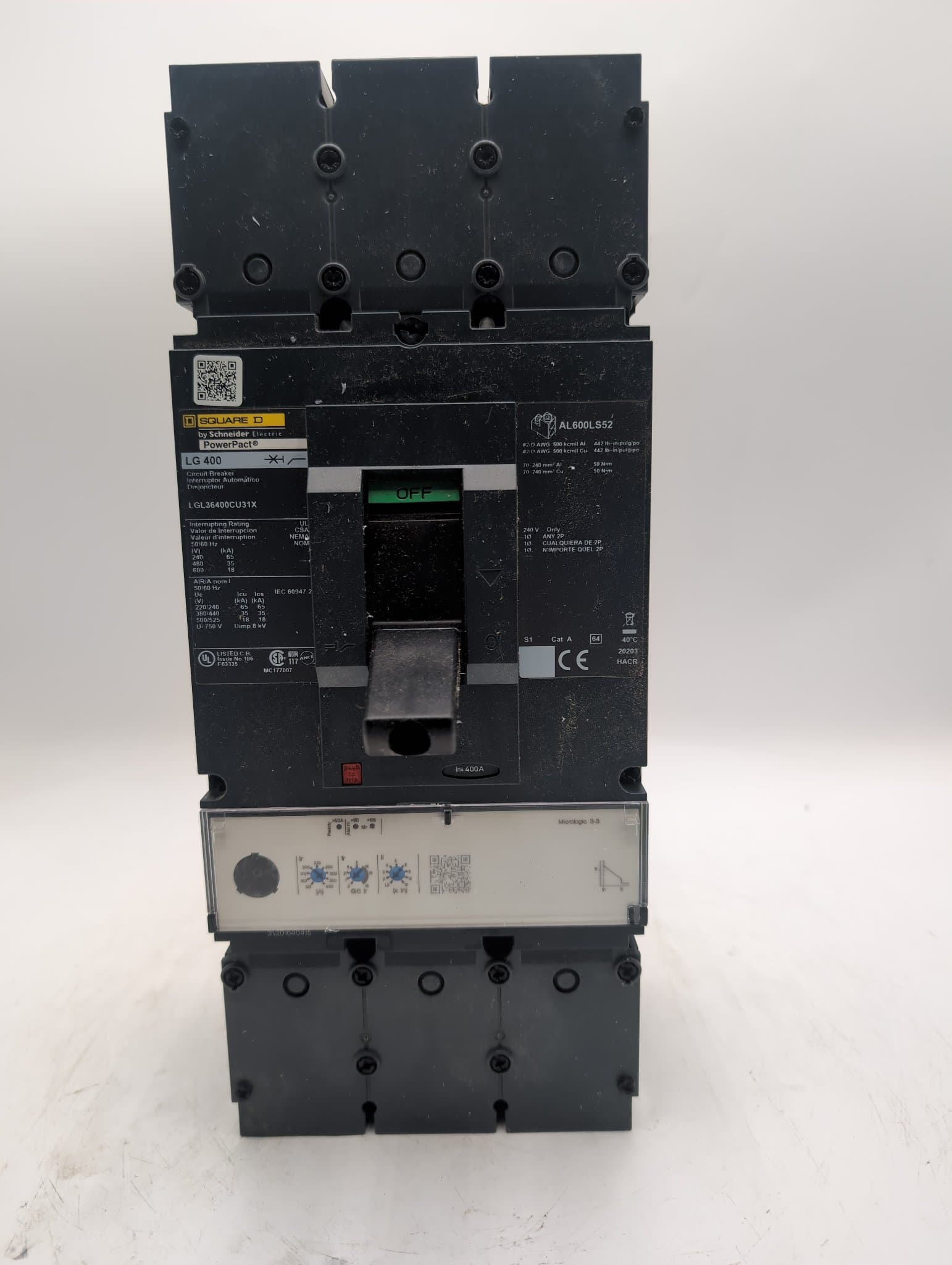 Square D LGL36400CU31X Circuit Breaker 400A 600V 3P – image 1