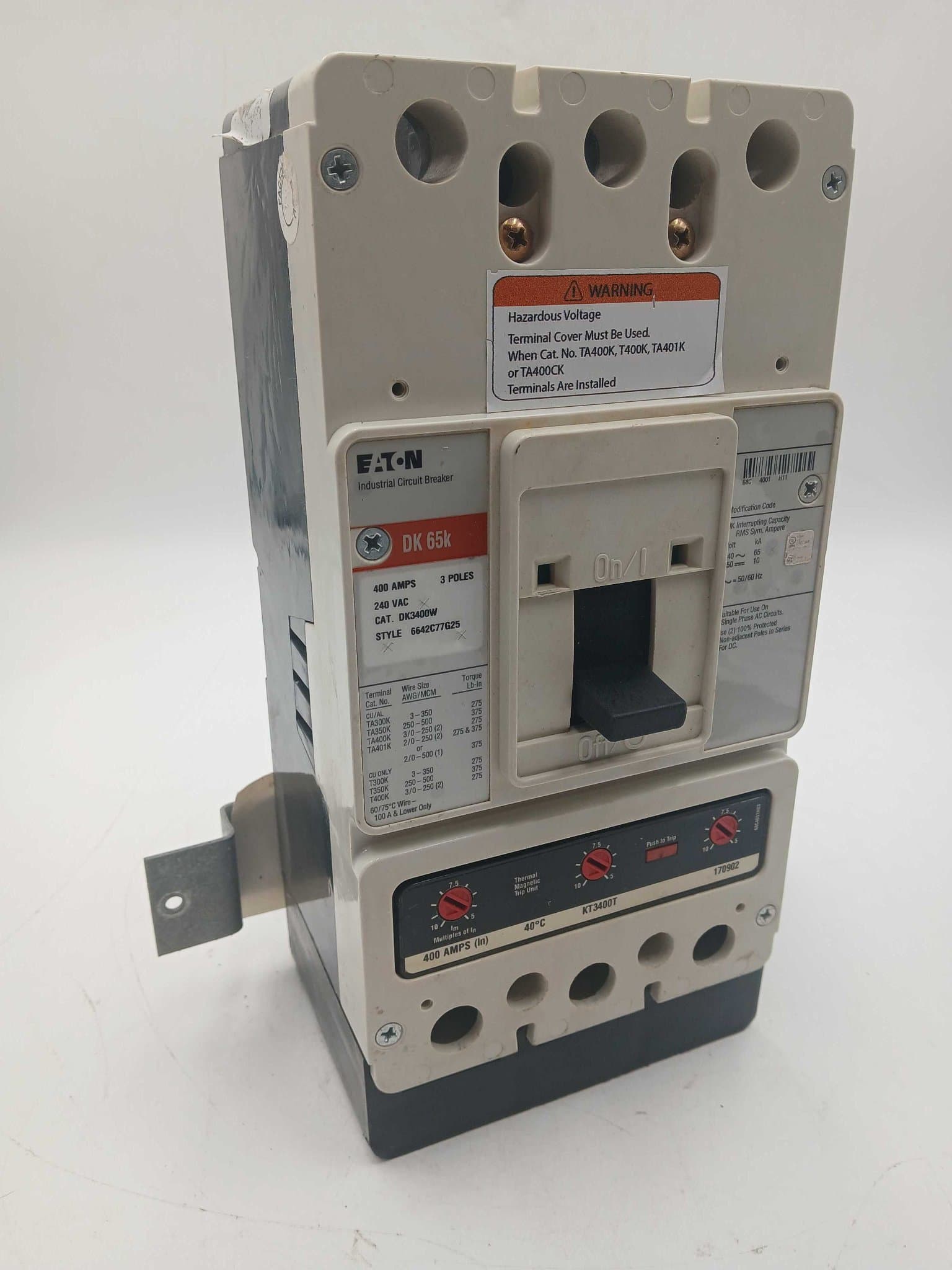 Eaton DK3400W Circuit Breaker 400A 240V 3P with KT3400T Trip Unit – image 1