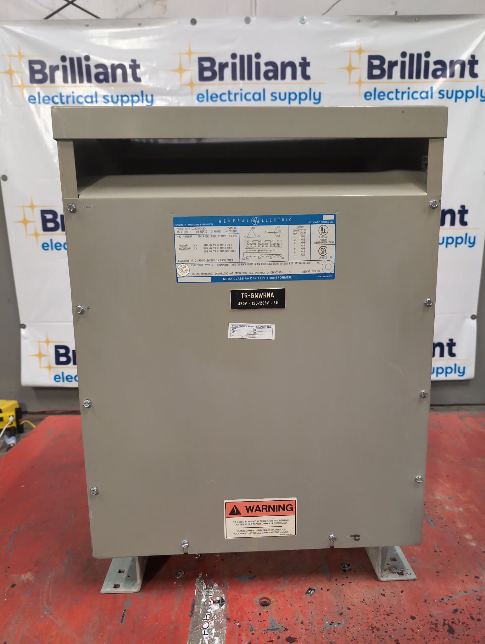 GE 9T23B3873G03 Dry Type Transformer 45kVA 480V 208/120V NEMA 2