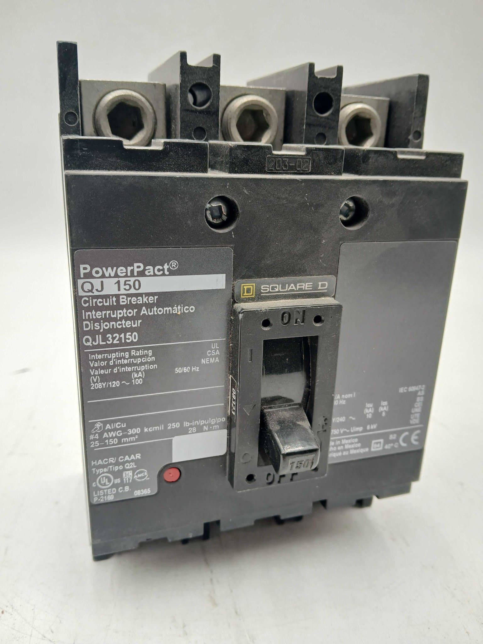 Square D QJL32150 Circuit Breaker 150A 240V 3 Pole
