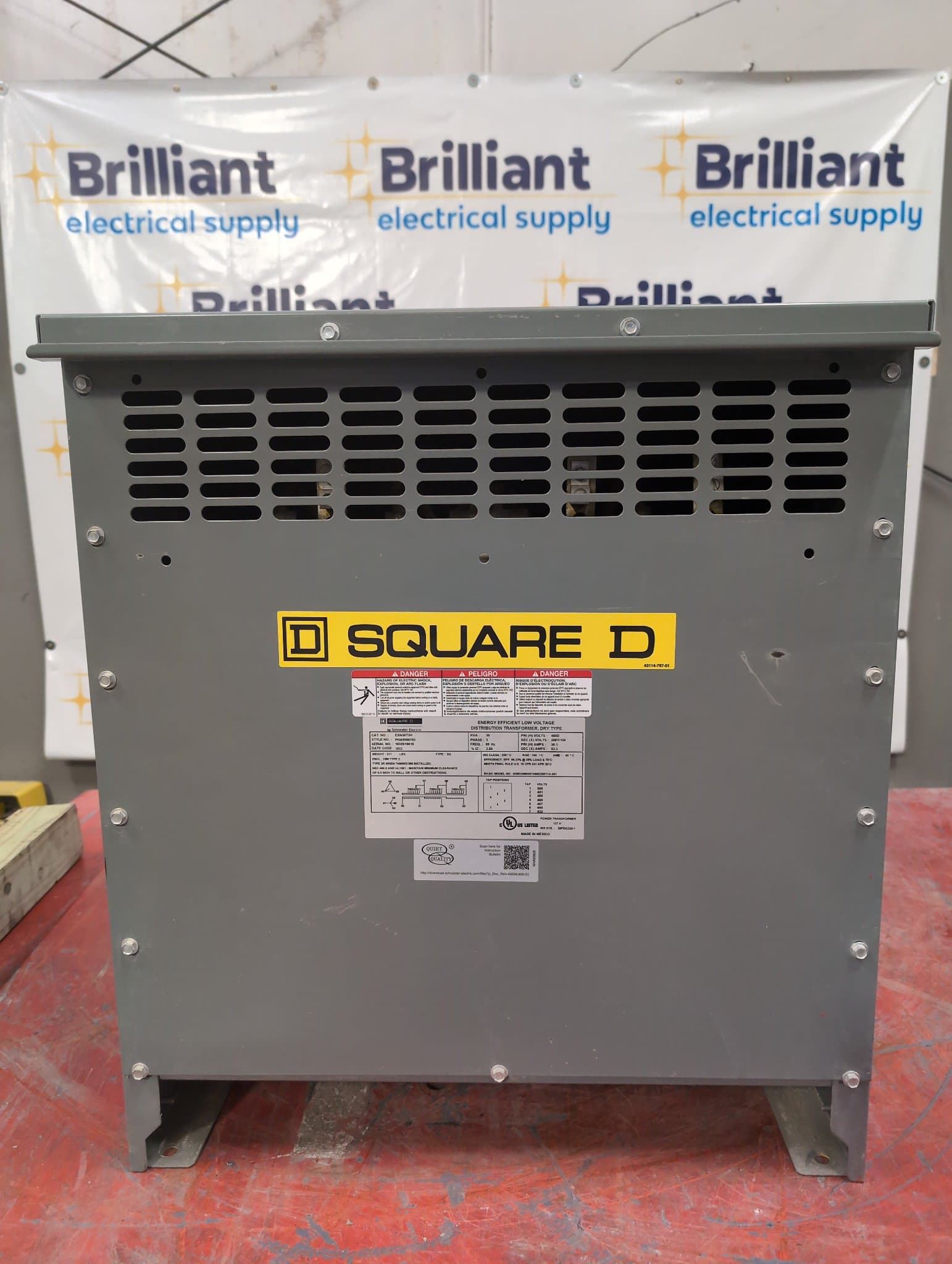 Square D EXN30T3H Dry Type Transformer 30 kVA 480V/207-120V 3PH NEMA 1 – image 1